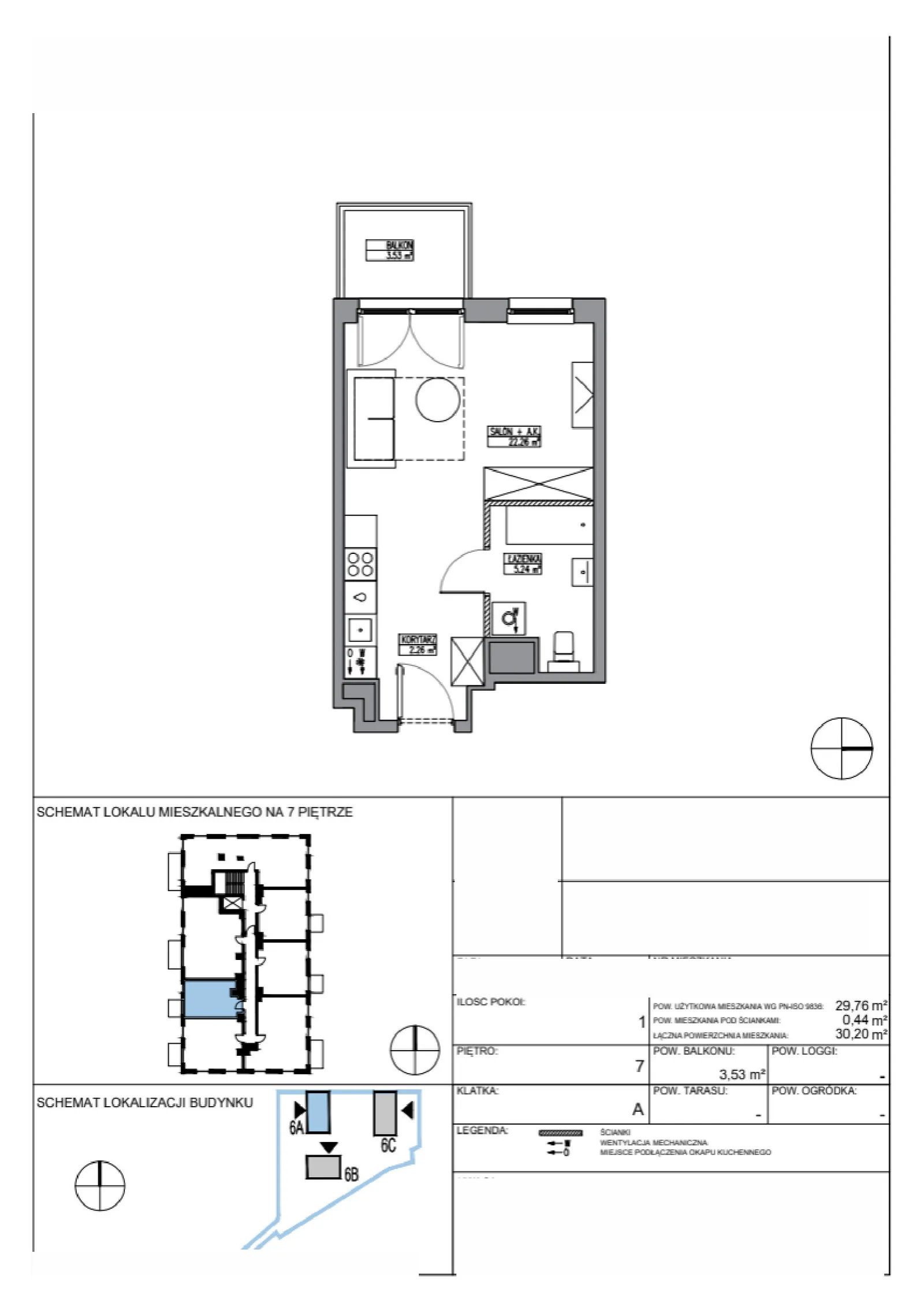 Rzut: Lokal KR6/A/7/6, 1 pok.