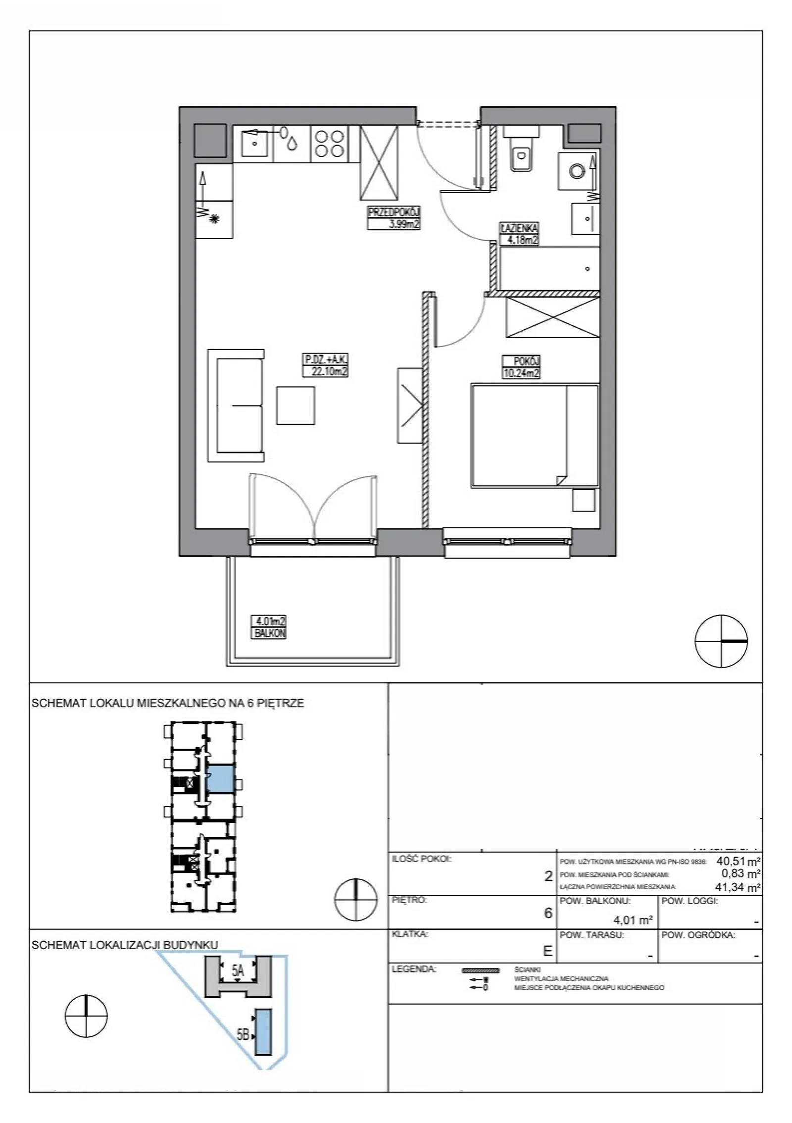 Floor plan: Apartment no. KR5/E/6/4