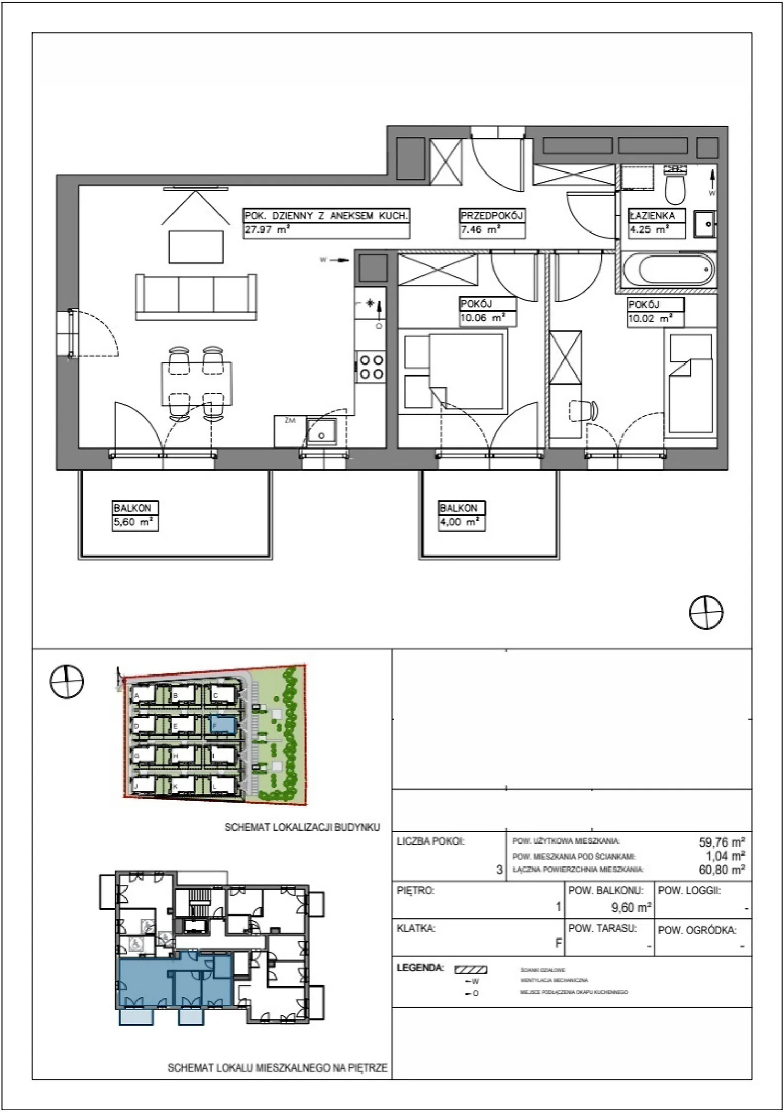Floor plan: Apartment no. VV/F/1/3