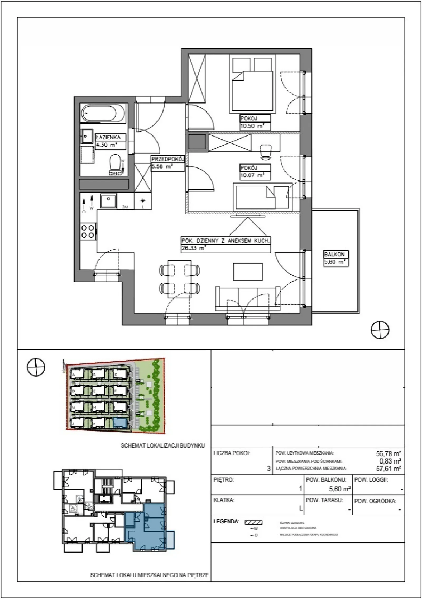 Floor plan: Apartment no. VV/L/1/2