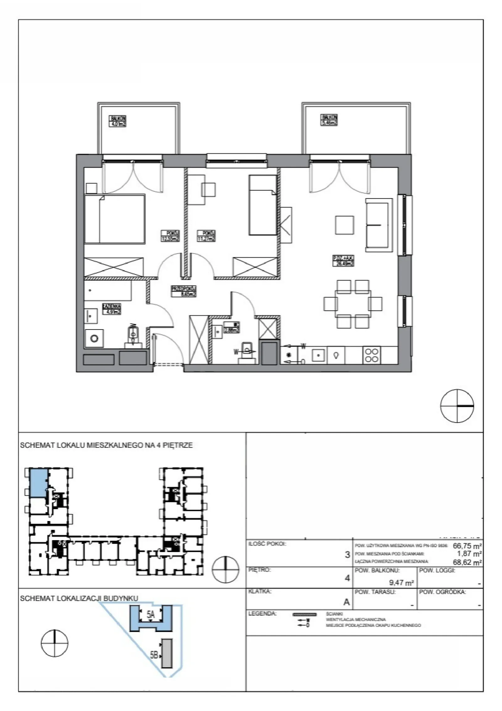 Rzut: Lokal KR5/A/4/3, 3 pok.