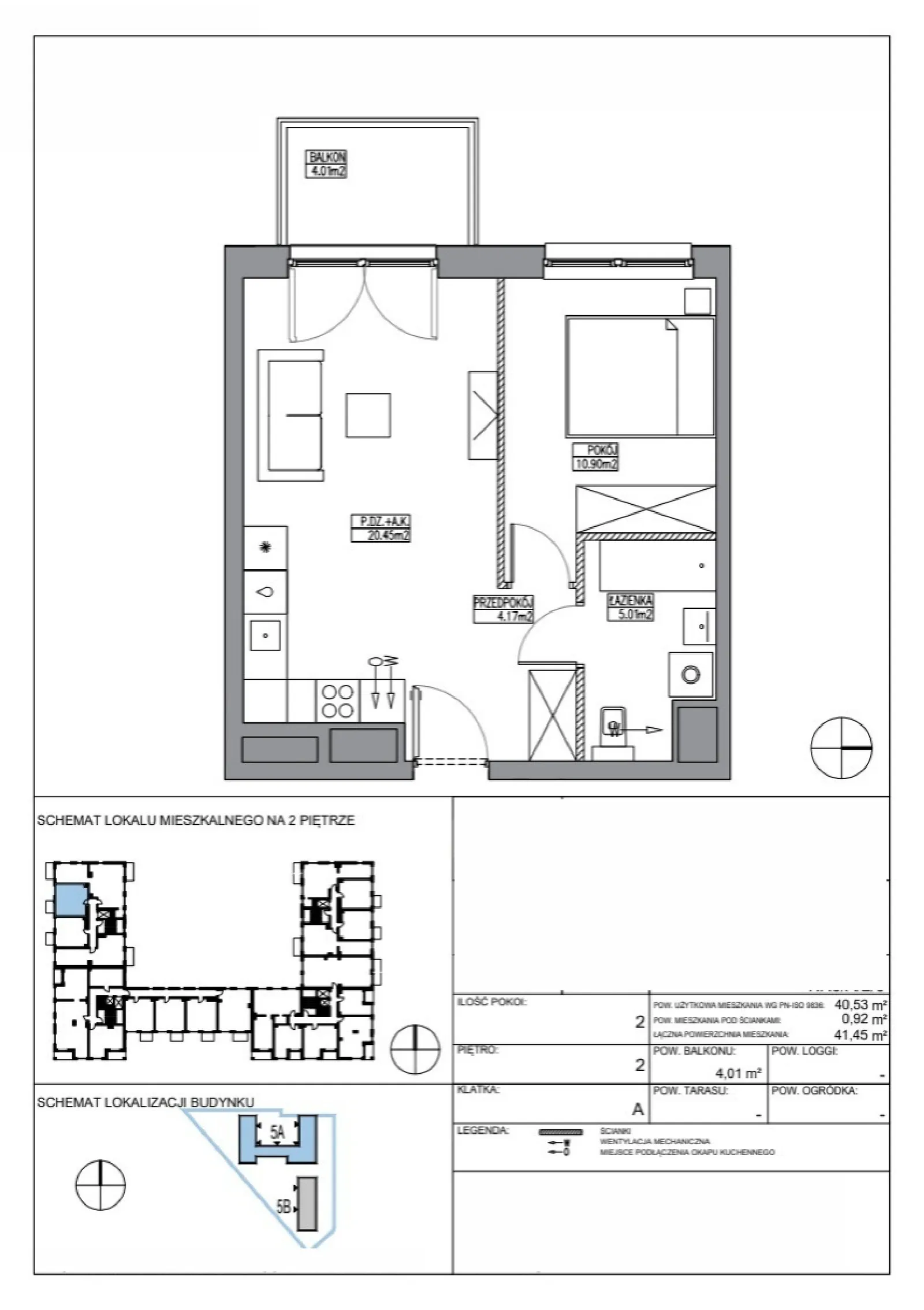 Rzut: Lokal KR5/A/2/3, 2 pok.