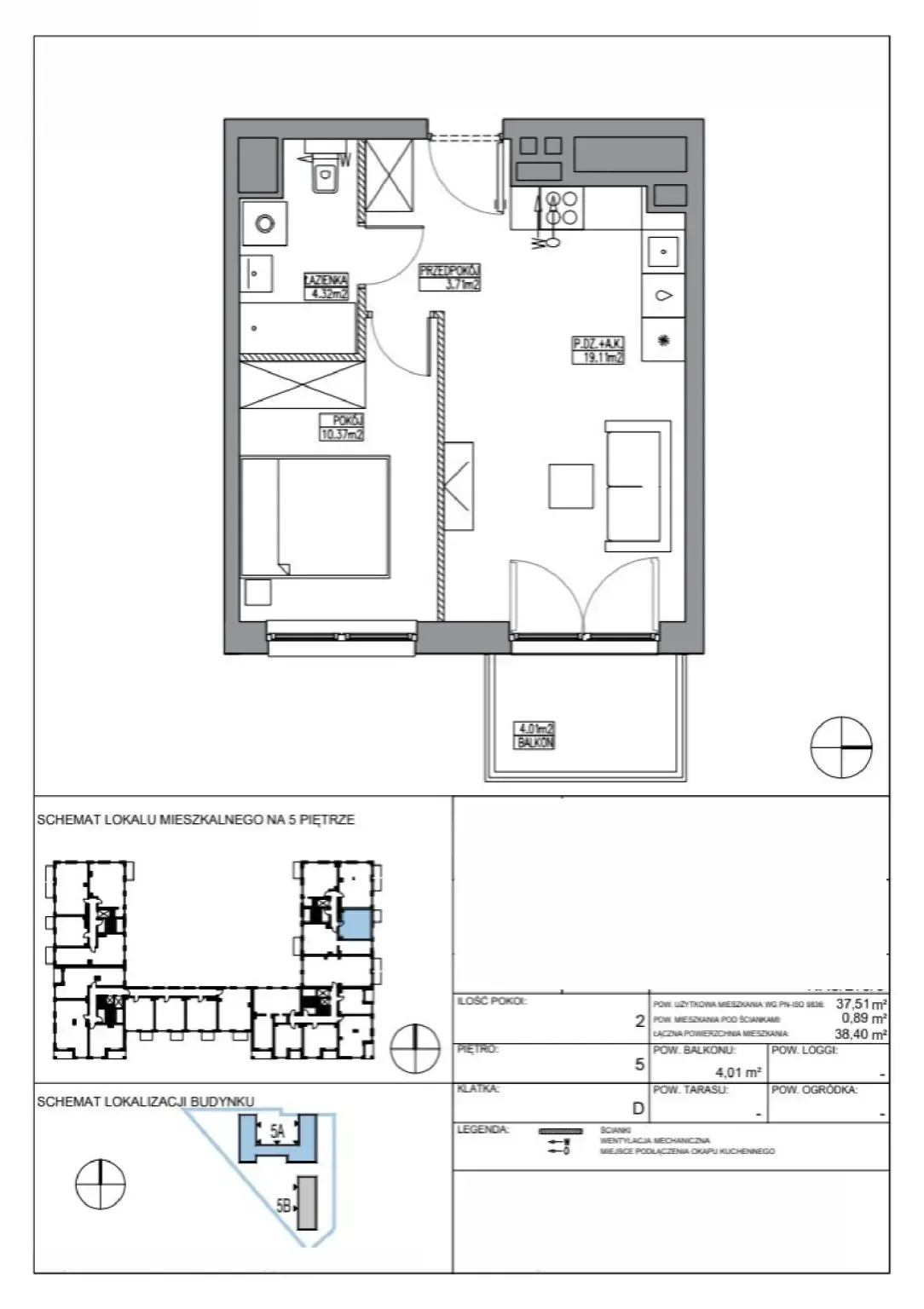 Rzut: Lokal KR5/D/5/3, 2 pok.