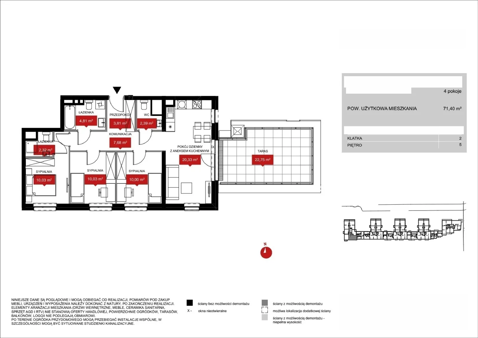 Floor plan: Lokal WR3 2/5/2/4a, 4 pok.