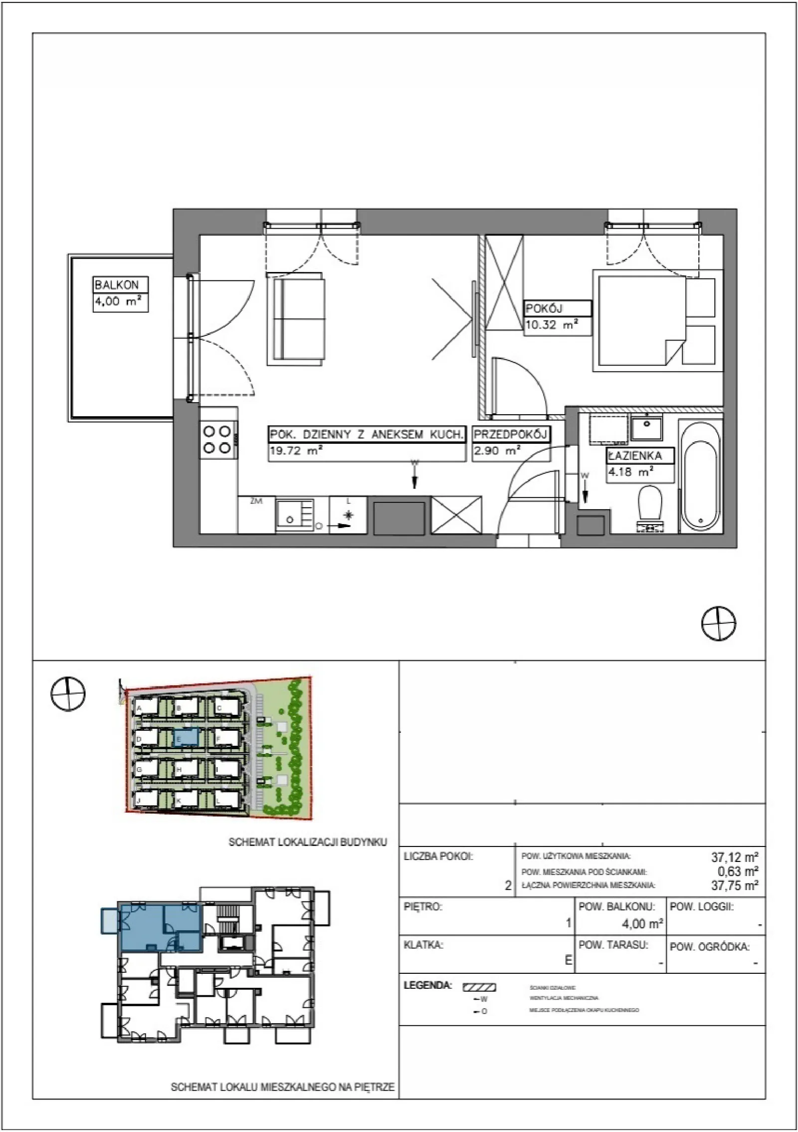 Floor plan: Apartment no. VV/E/1/4