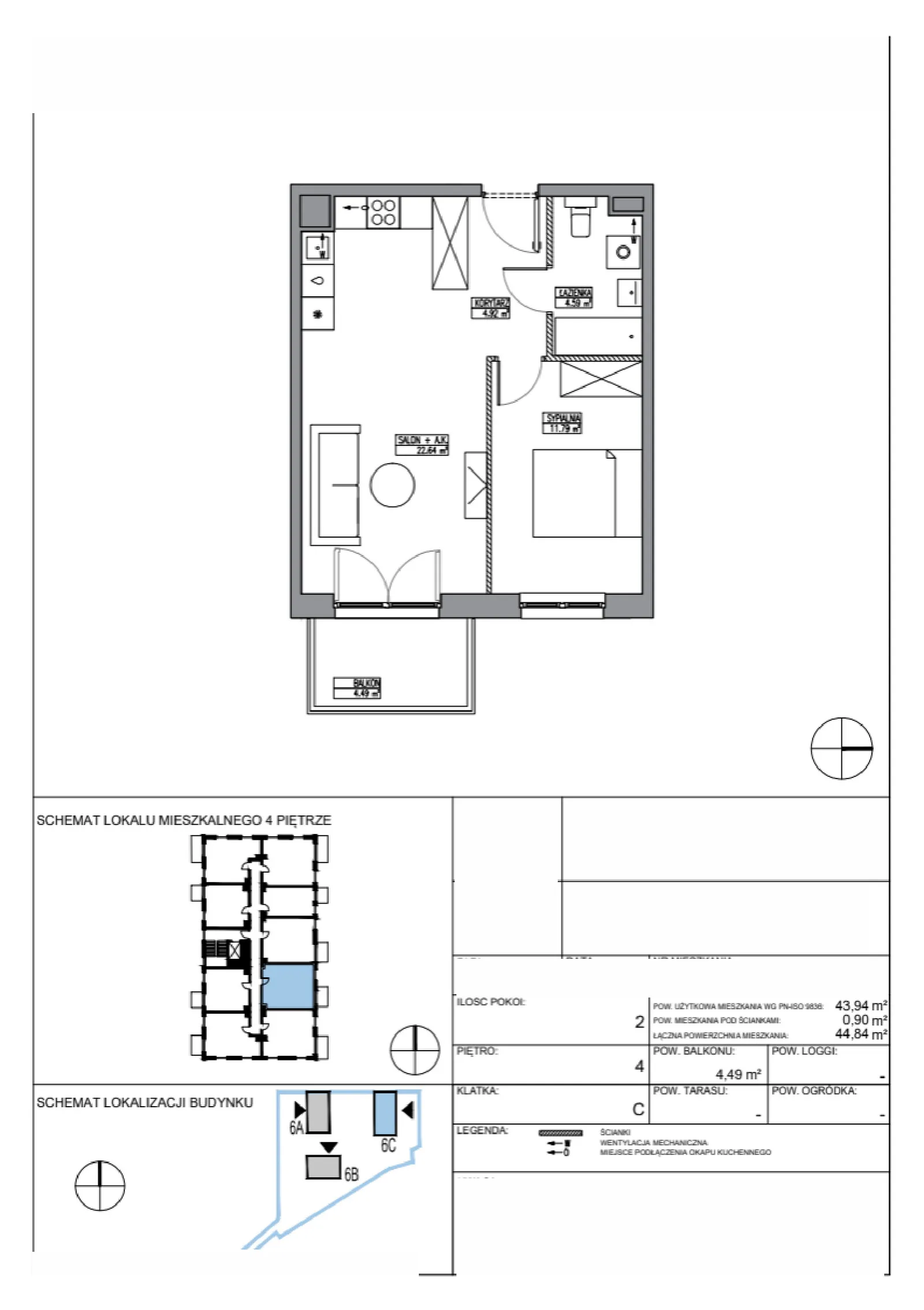 Rzut: Lokal KR6/C/4/6, 2 pok.