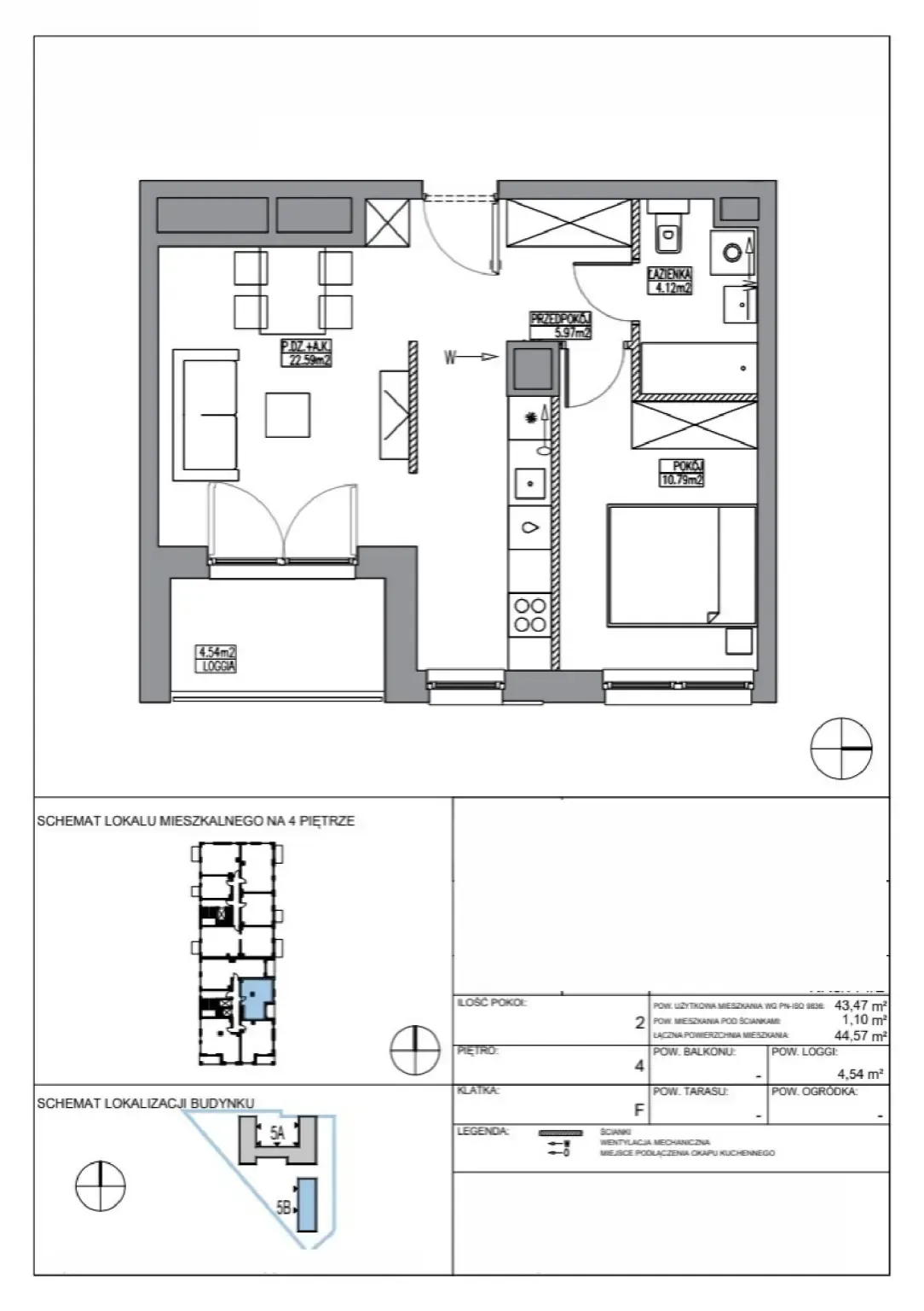 Floor plan: Apartment no. KR5/F/4/2