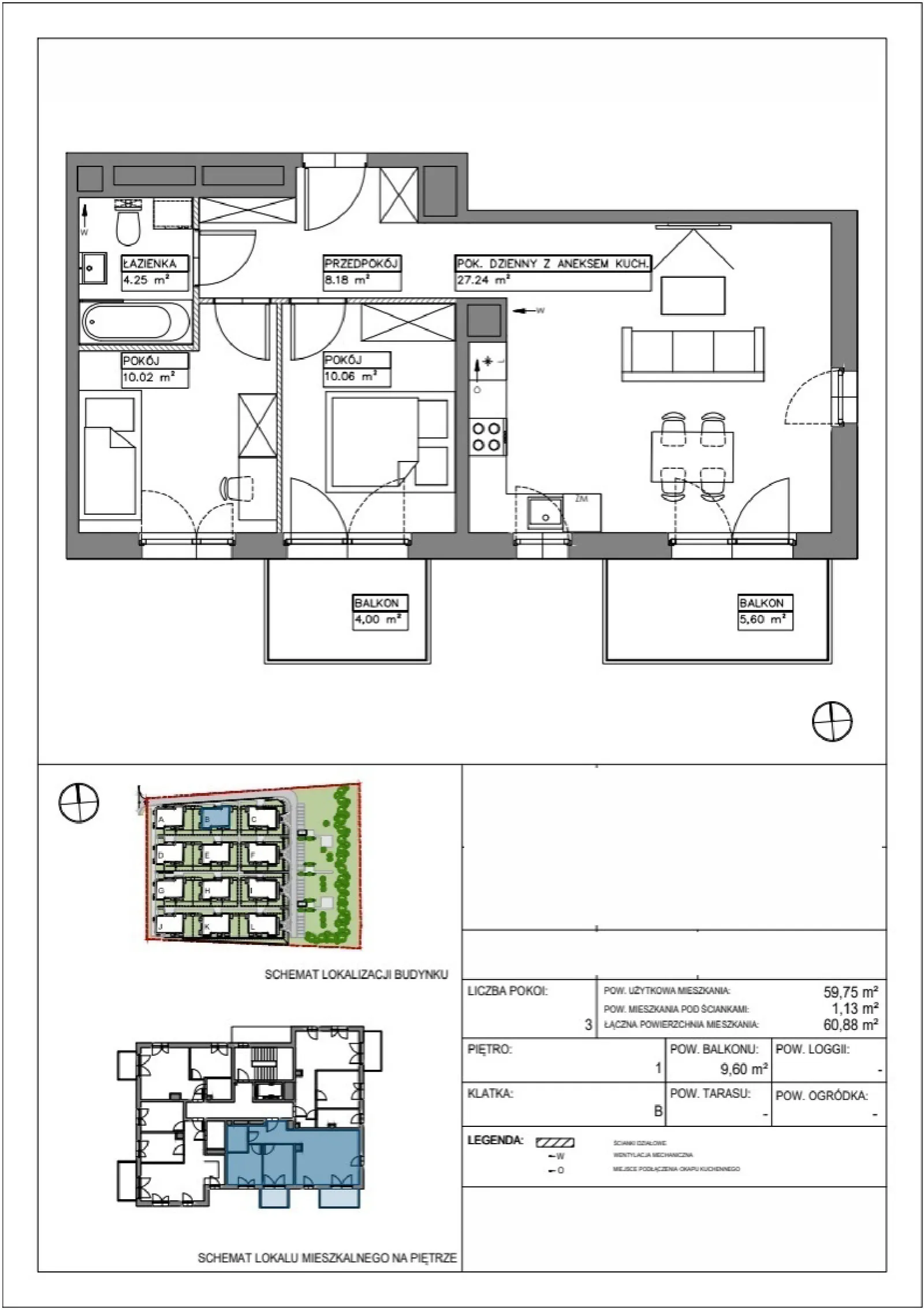 Floor plan: Apartment no. VV/B/1/2