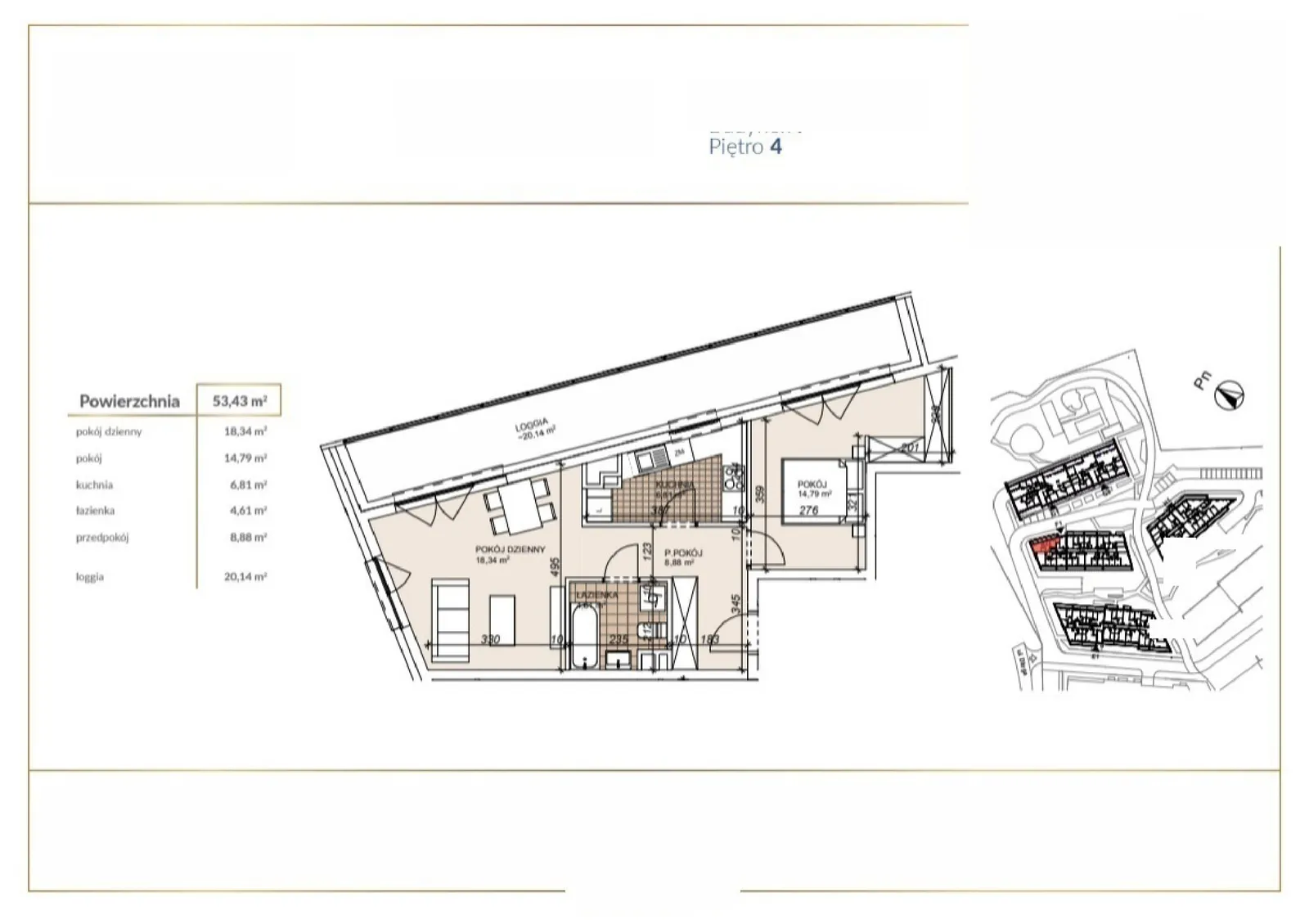 Floor plan: Apartment no. F1-4-49