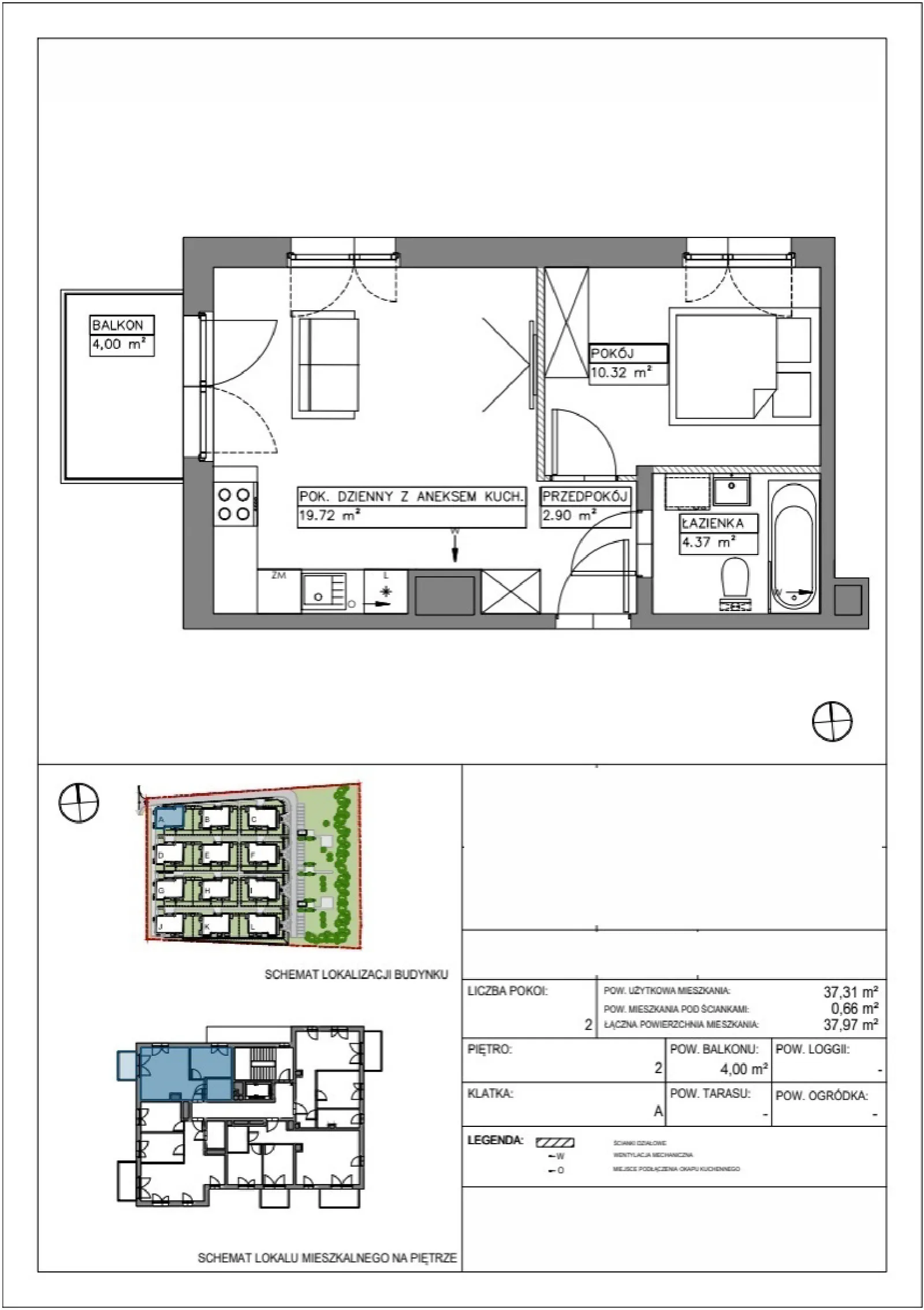 Floor plan: Apartment no. VV/A/2/4