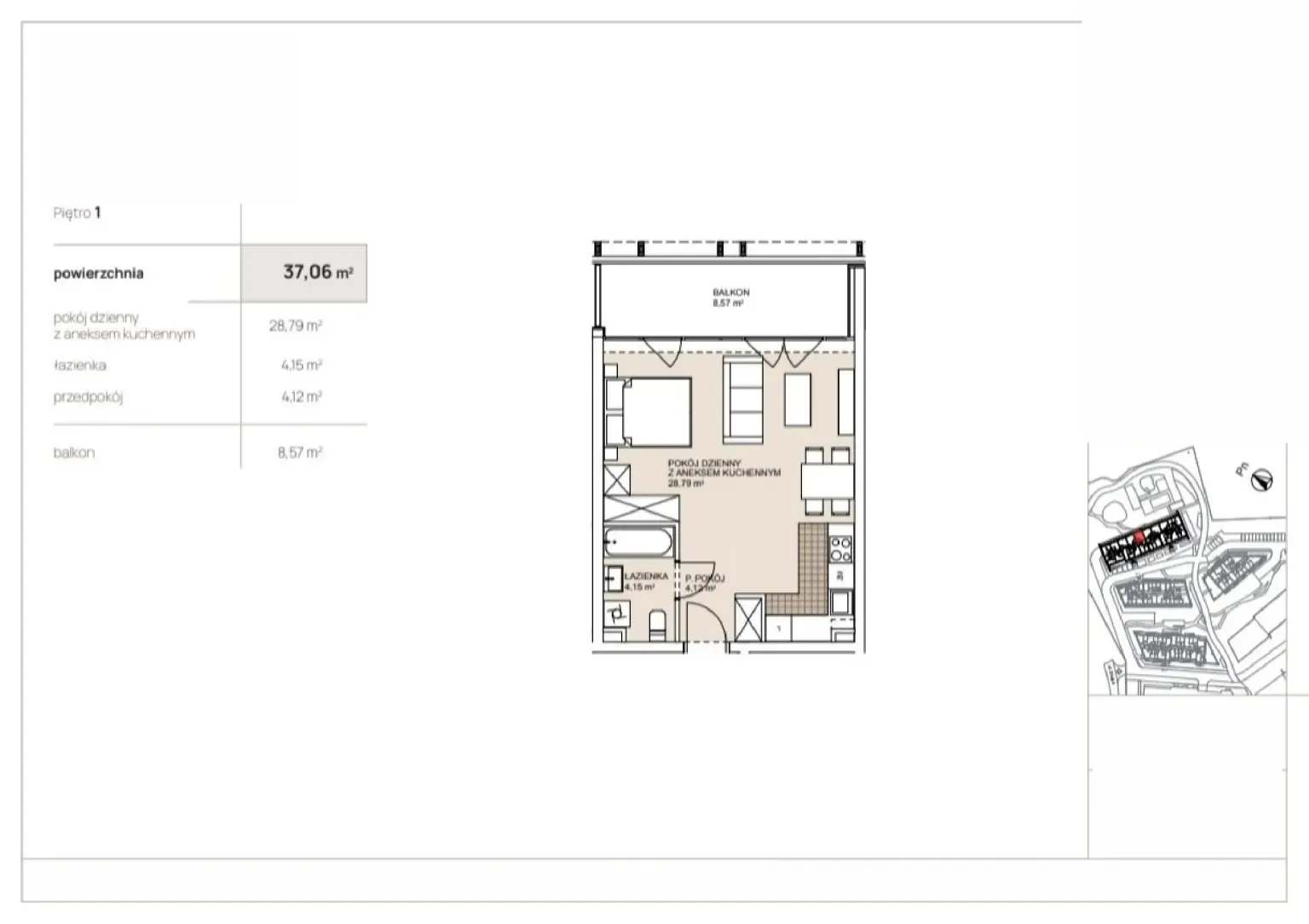 Floor plan: Apartment no. G1-1-7
