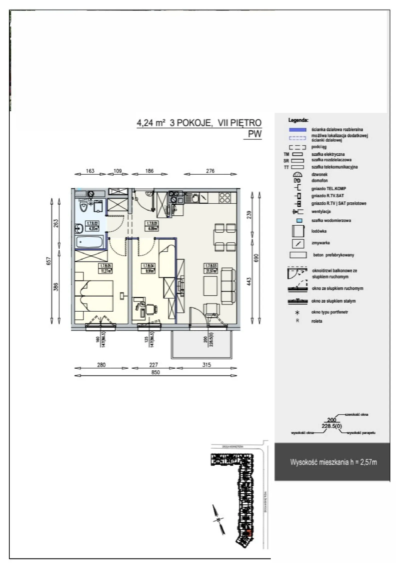 Floor plan: Lokal K1 1/7/8/3a, 3 pok.