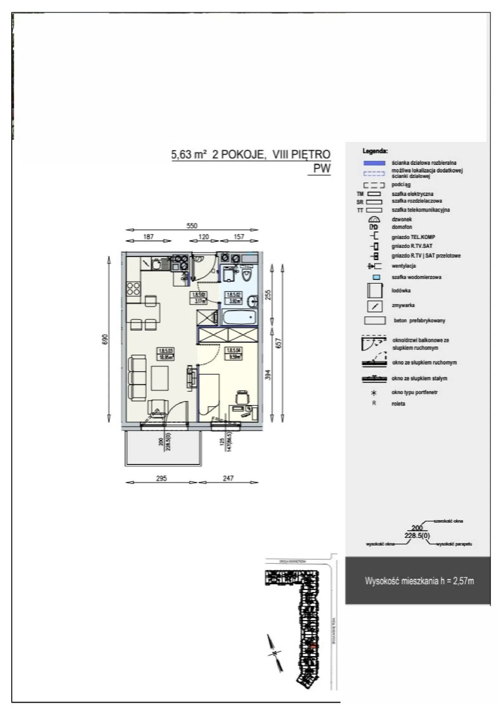 Floor plan: Lokal K1 1/8/5/2a, 2 pok.