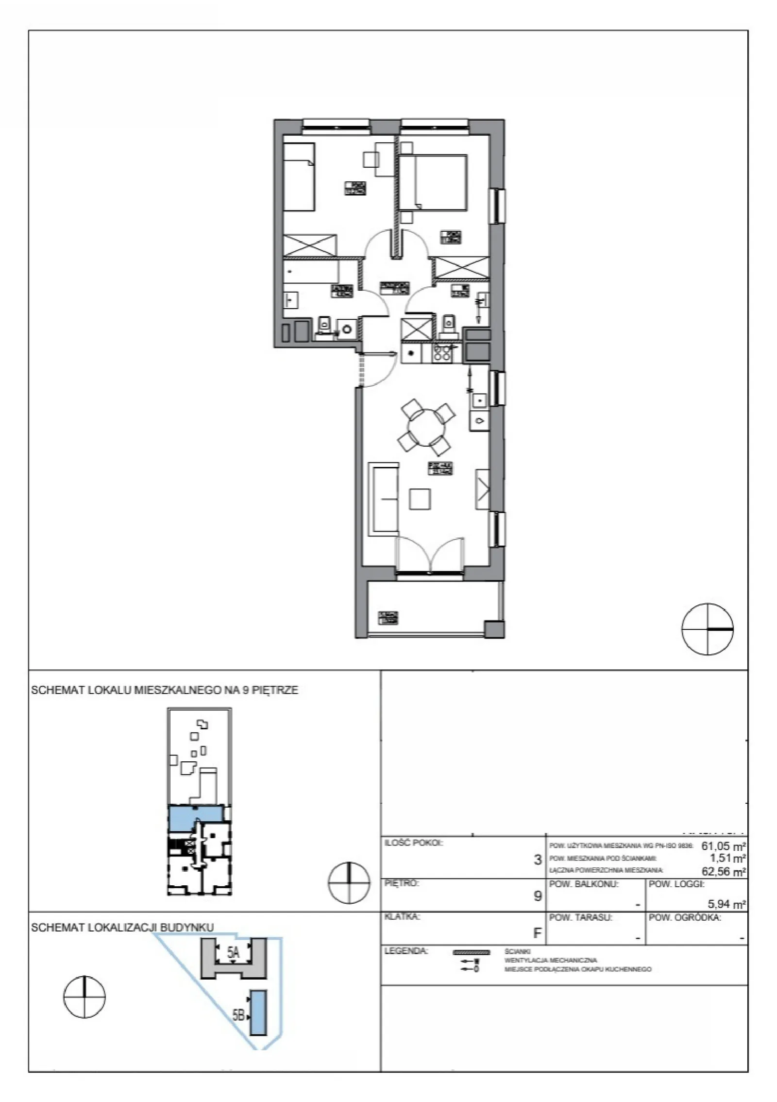 Floor plan: Apartment no. KR5/F/9/1