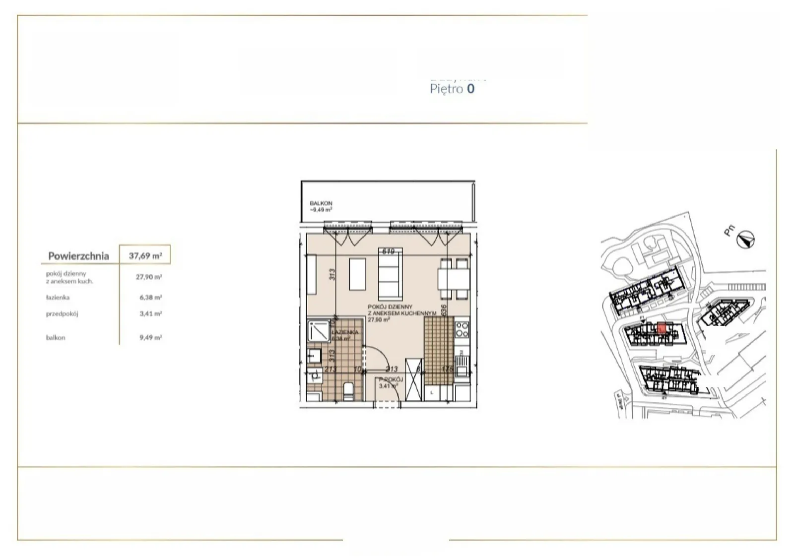 Floor plan: Apartment no. F1-0-2