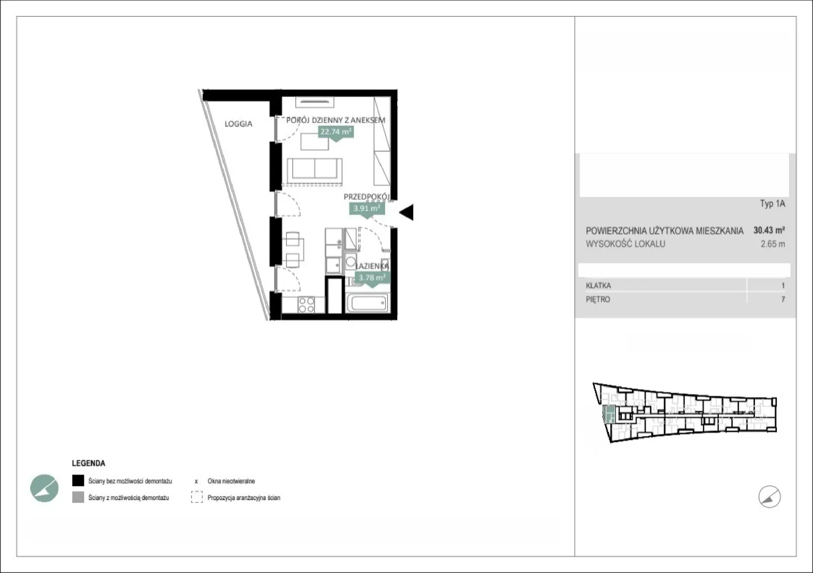 Floor plan: Lokal A1 48, 1 pok.
