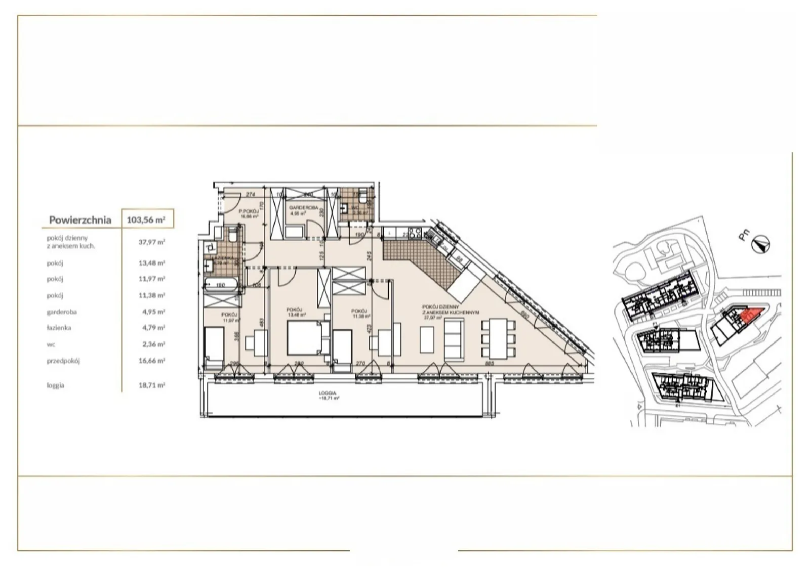 Floor plan: Apartment no. H1-7-36