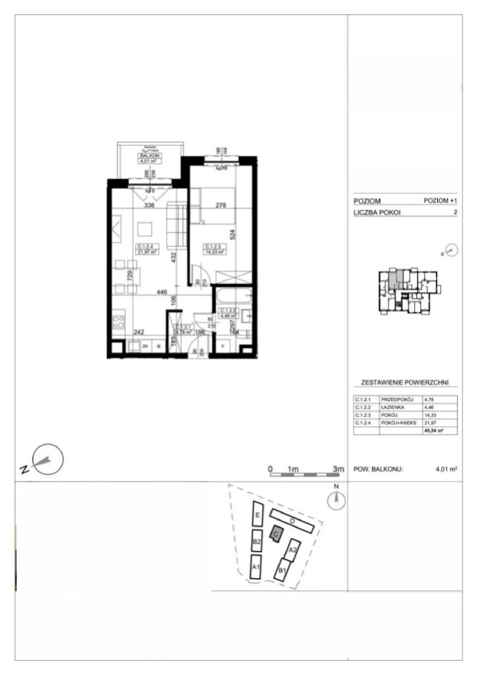 Floor plan: Lokal AP-C-1-02 M_1.2, 2 pok.