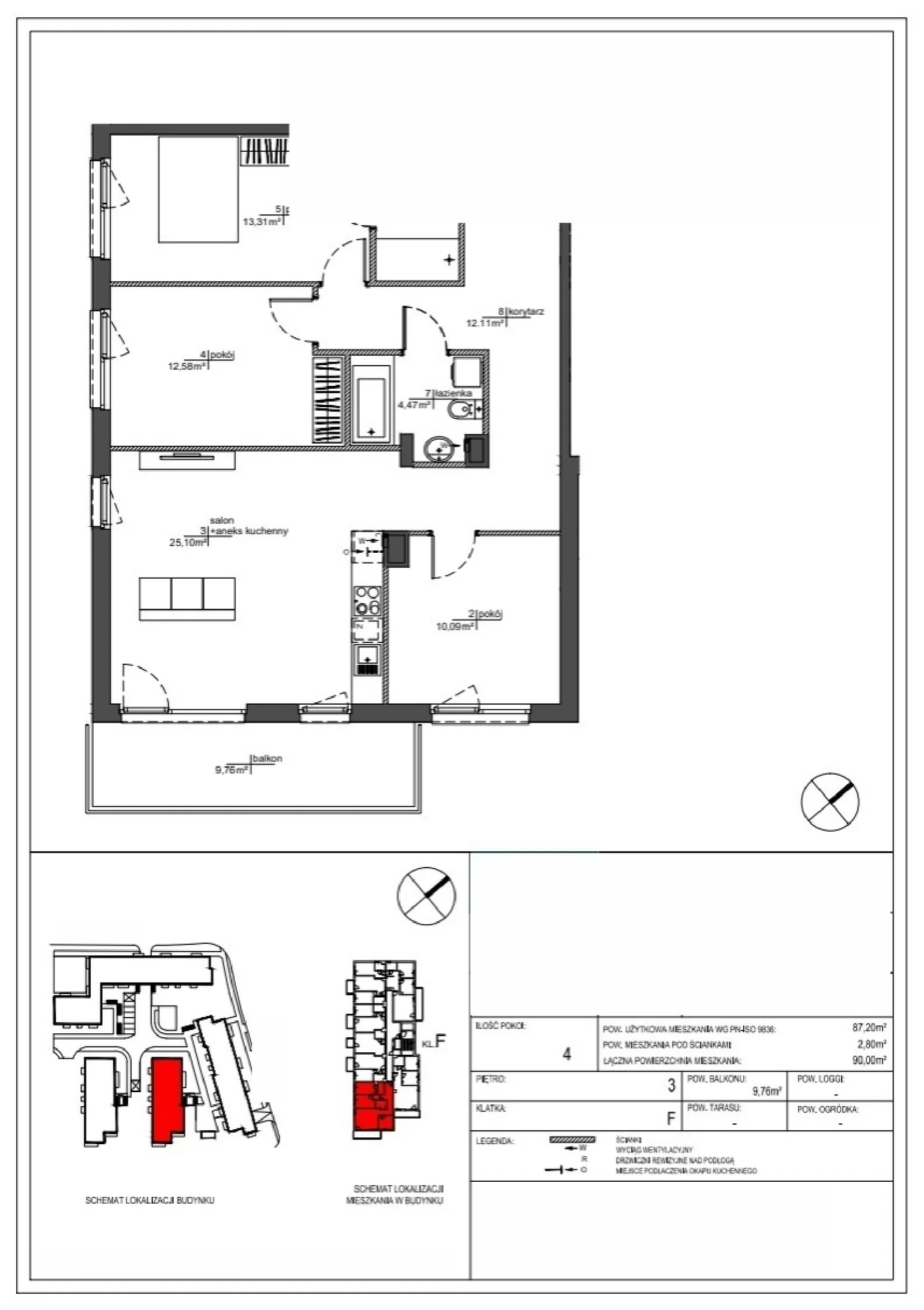 Rzut: Lokal RM/2A/F/3/2, 4 pok.