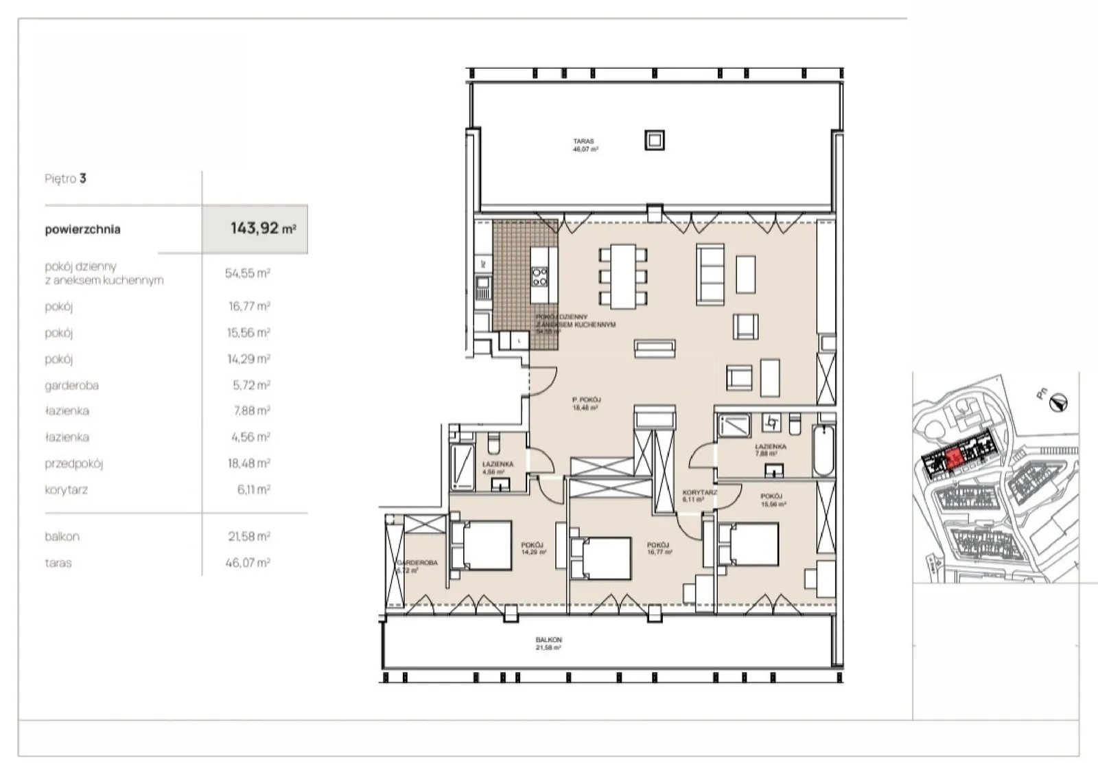 Floor plan: Apartment no. G1-3-21