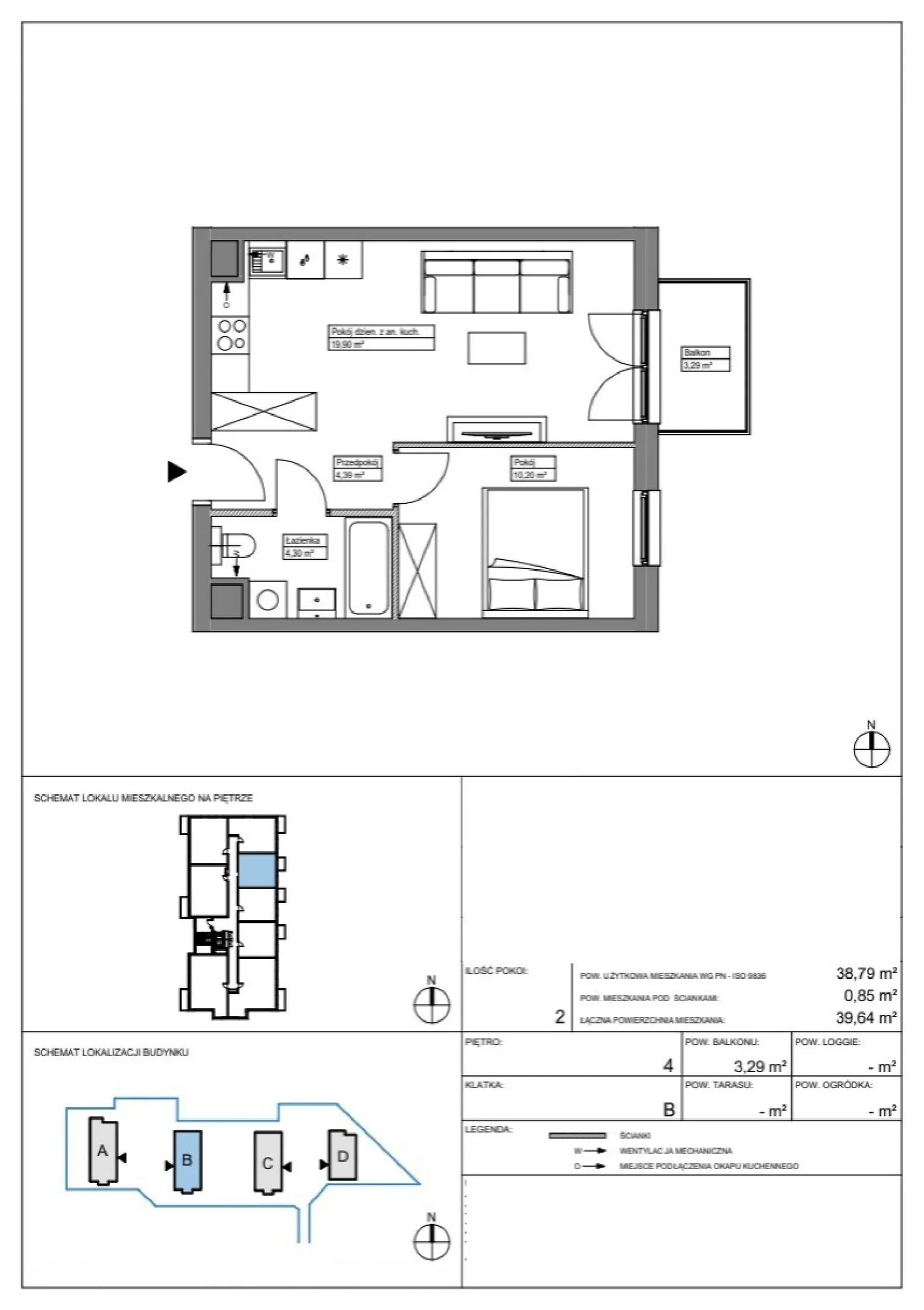 Floor plan: Apartment no. KR8/B/4/4