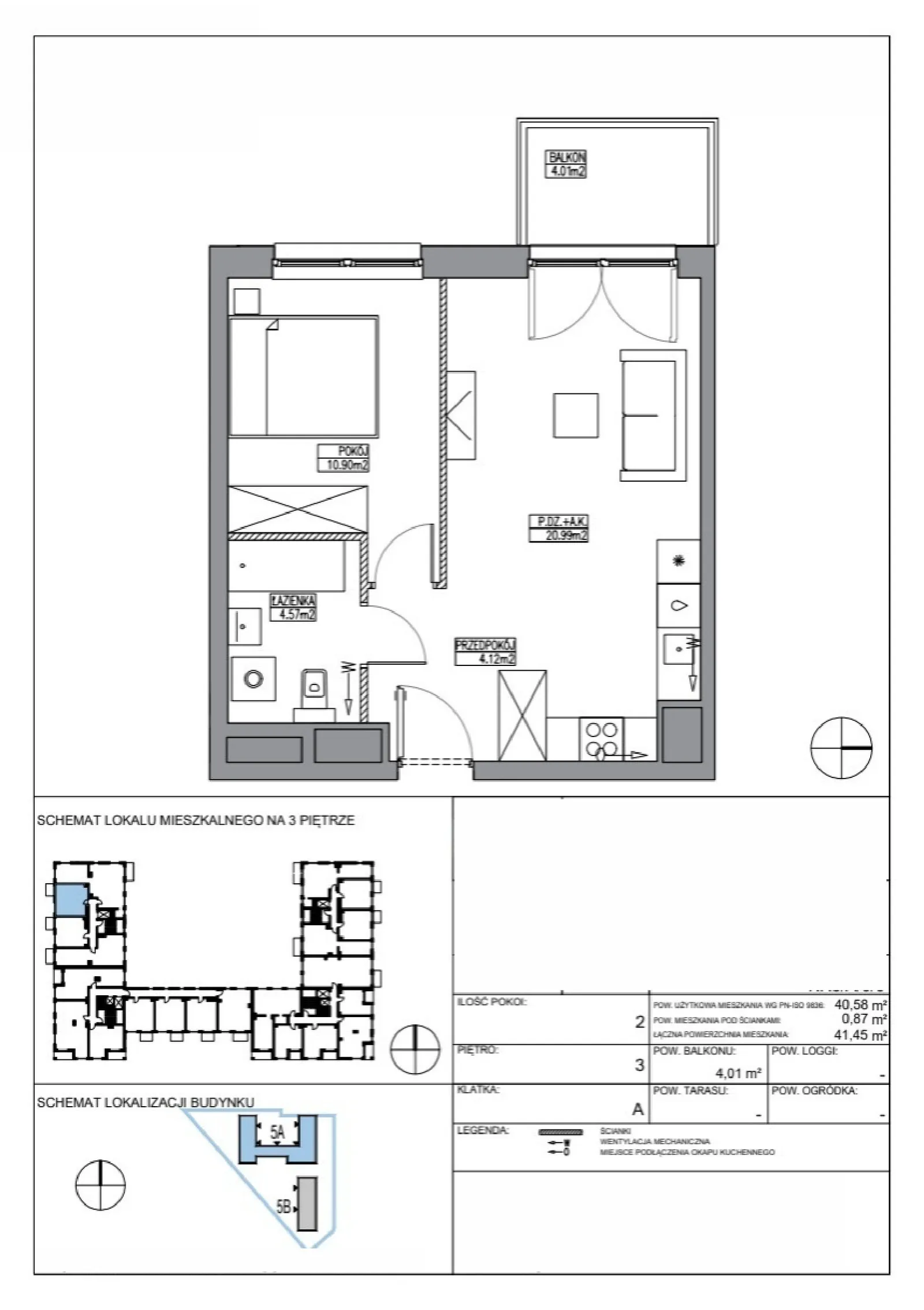 Rzut: Lokal KR5/A/3/3, 2 pok.