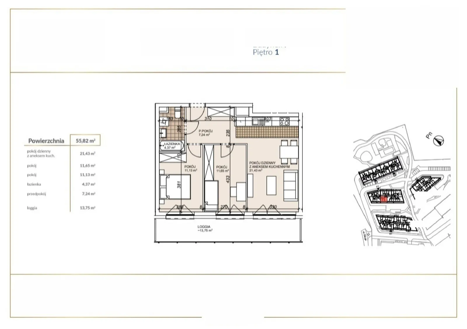 Floor plan: Apartment no. F1-1-16