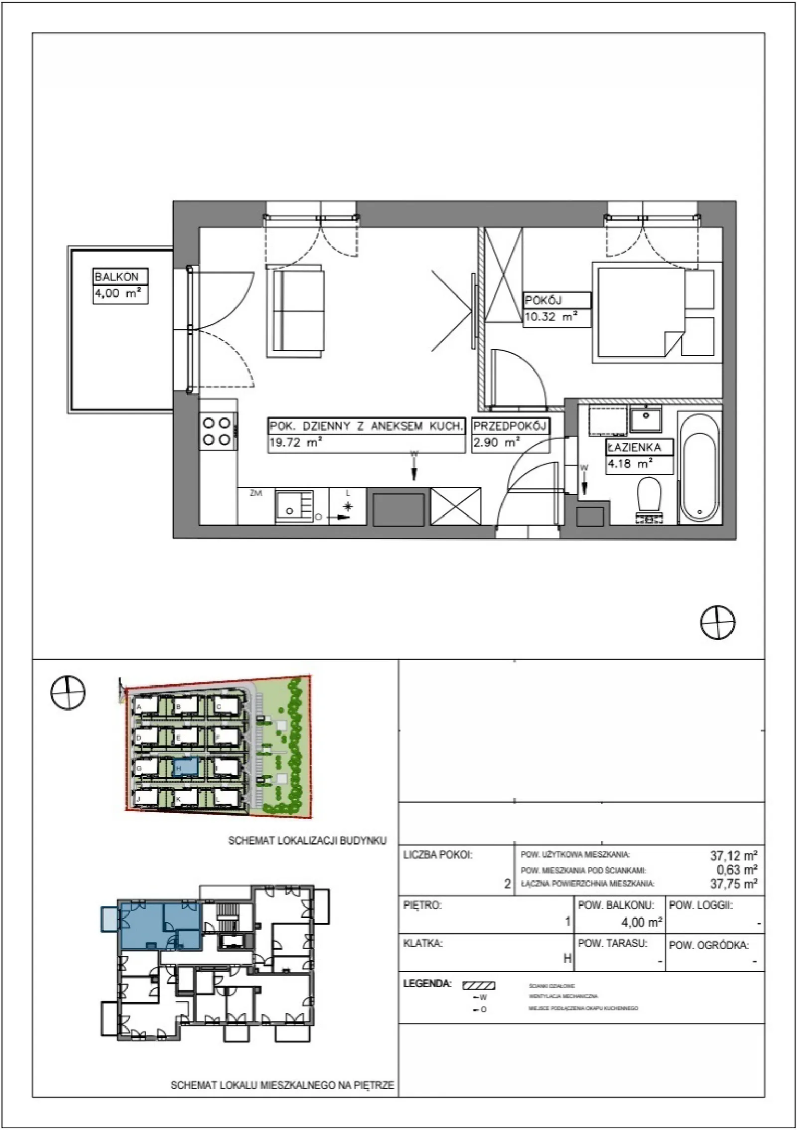 Floor plan: Apartment no. VV/H/1/4