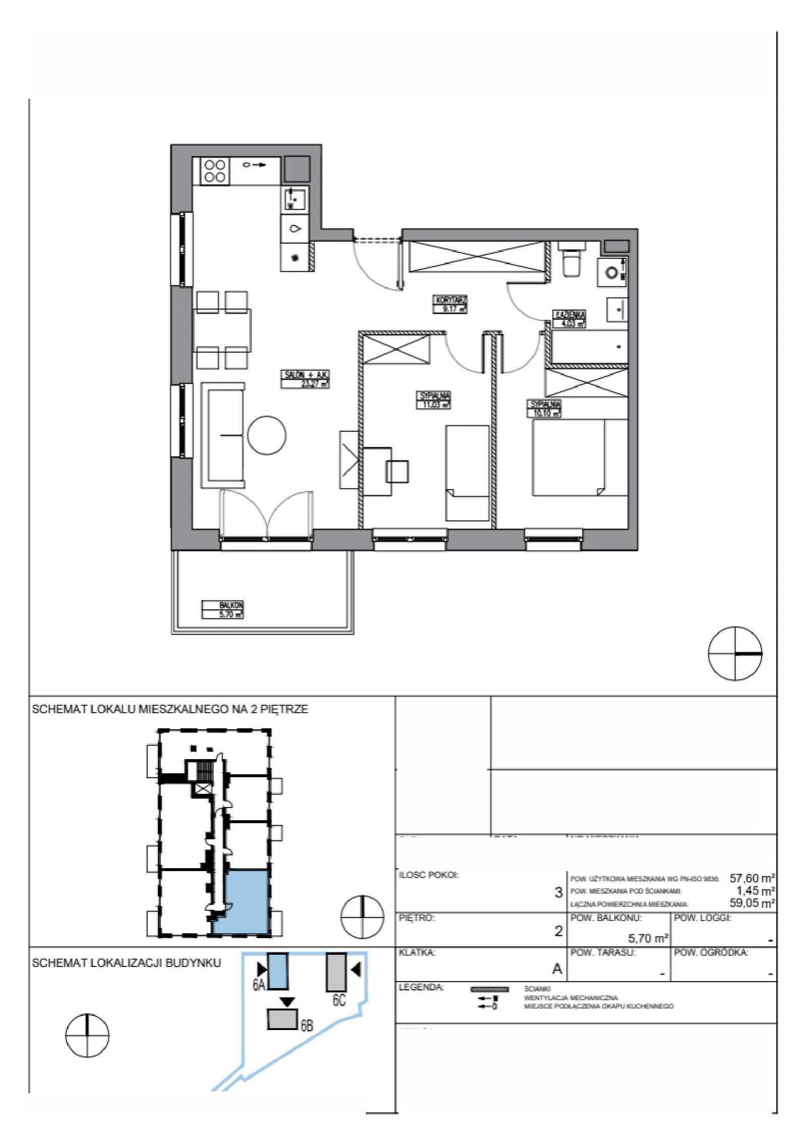 Rzut: Lokal KR6/A/2/4, 3 pok.