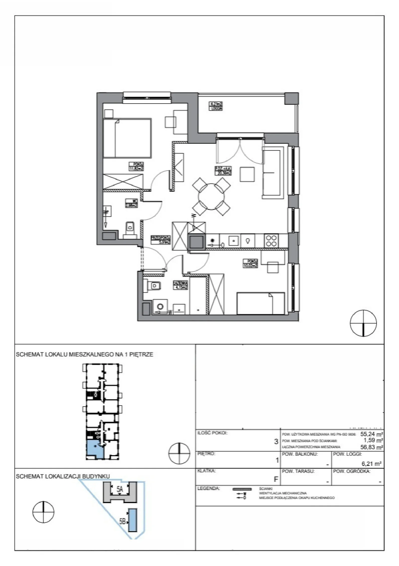 Floor plan: Apartment no. KR5/F/1/4