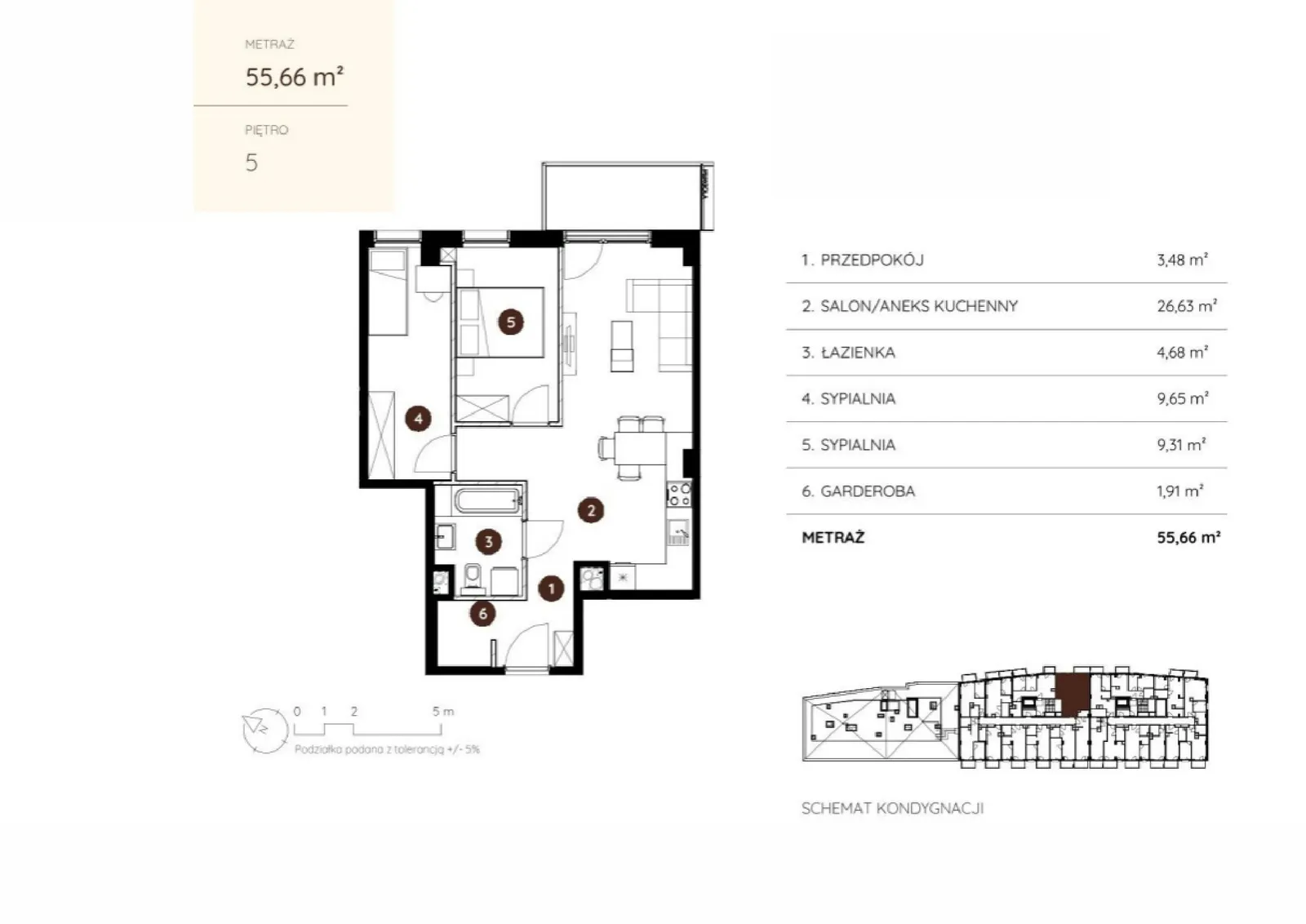 Floor plan: Apartment no. 2.A.5.01