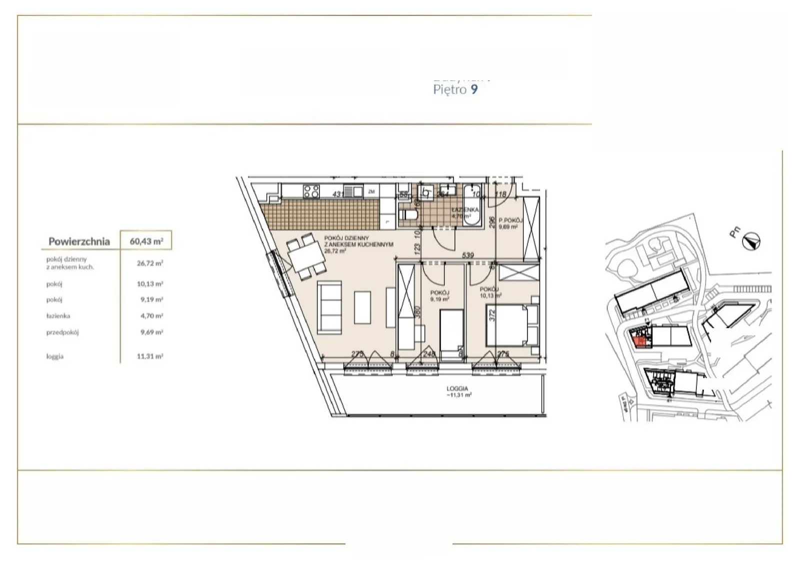 Floor plan: Apartment no. F1-9-66