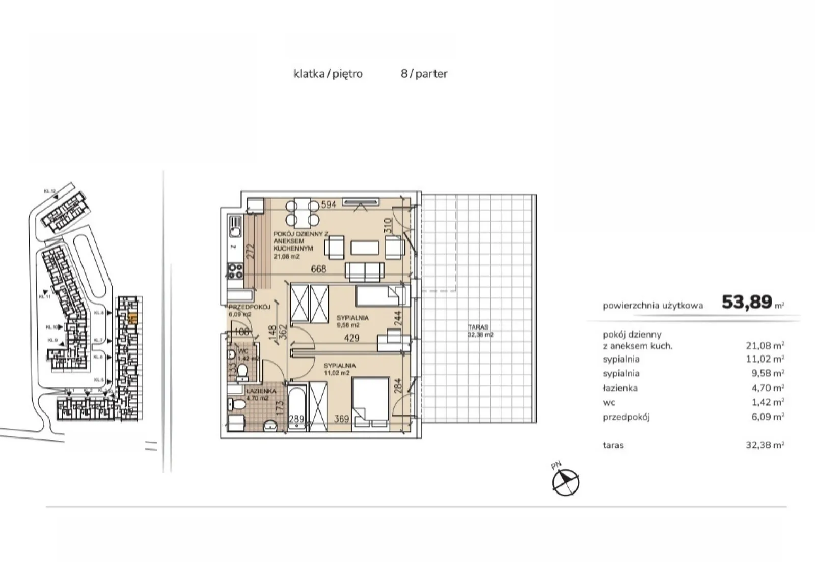 Floor plan: Apartment no. 8-0-3