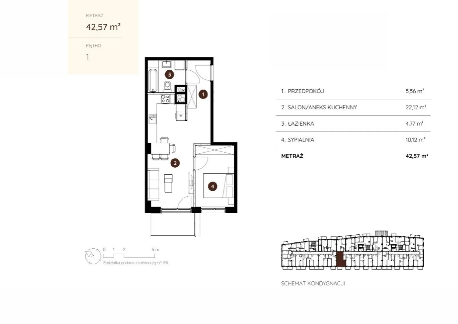 Floor plan: Apartment no. 2.A.1.07
