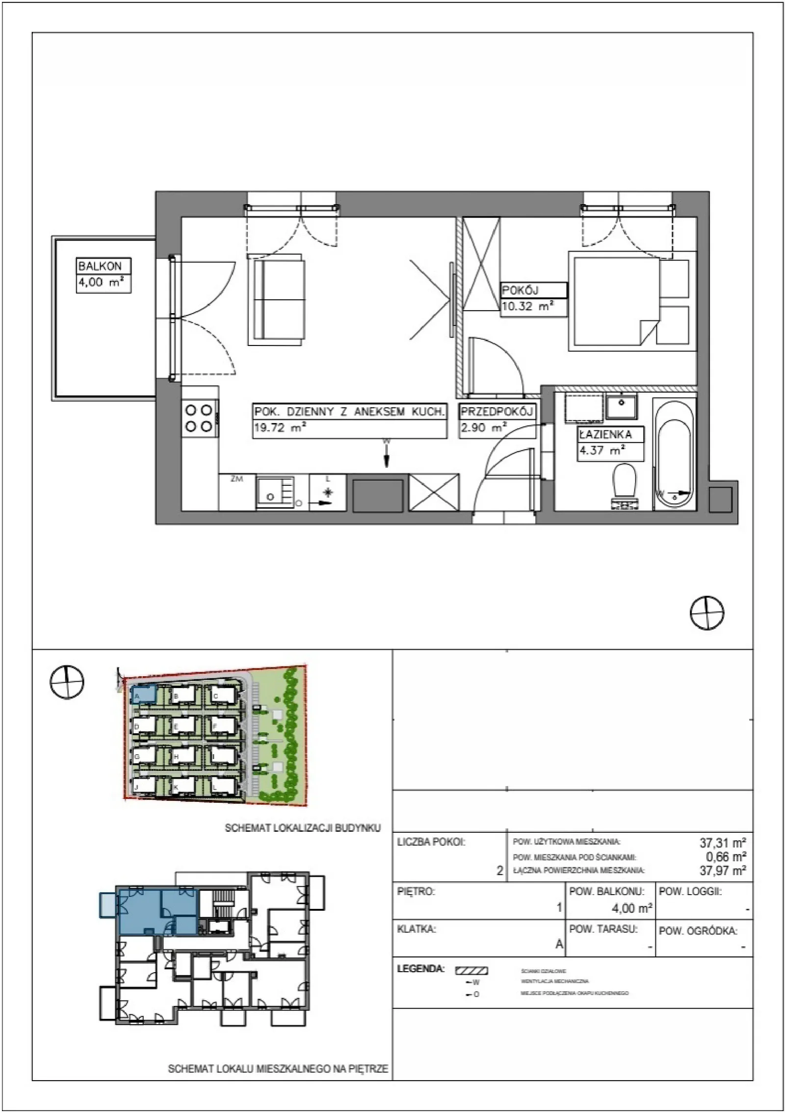 Floor plan: Apartment no. VV/A/1/4