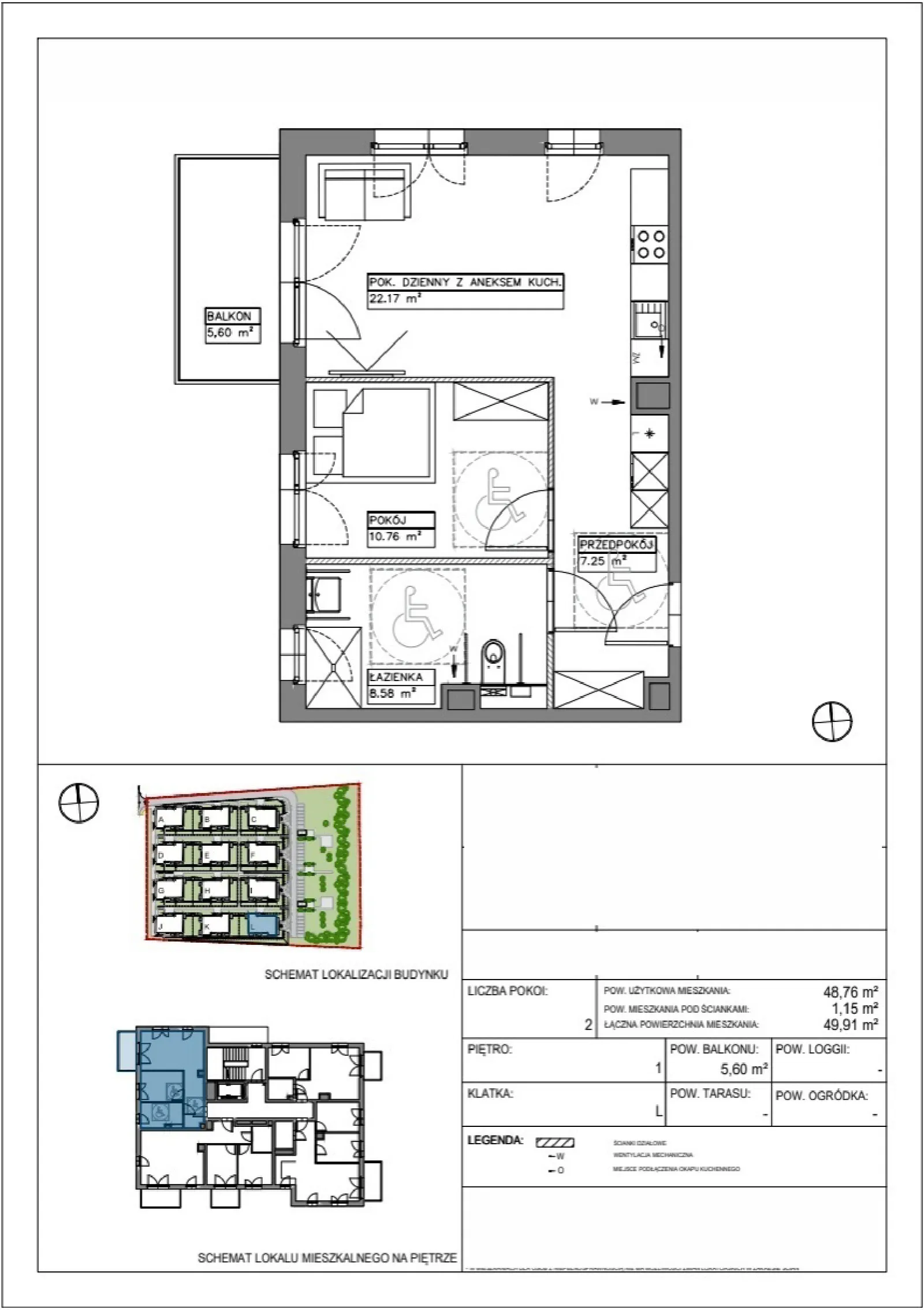 Floor plan: Apartment no. VV/L/1/4