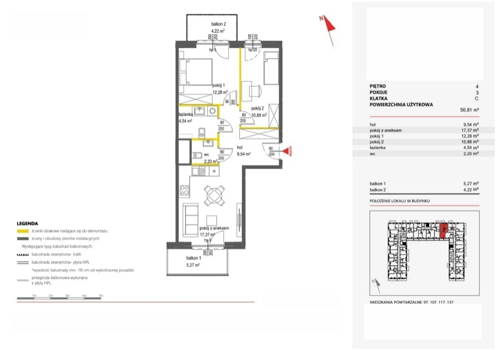 Floor plan: Apartment no. 127