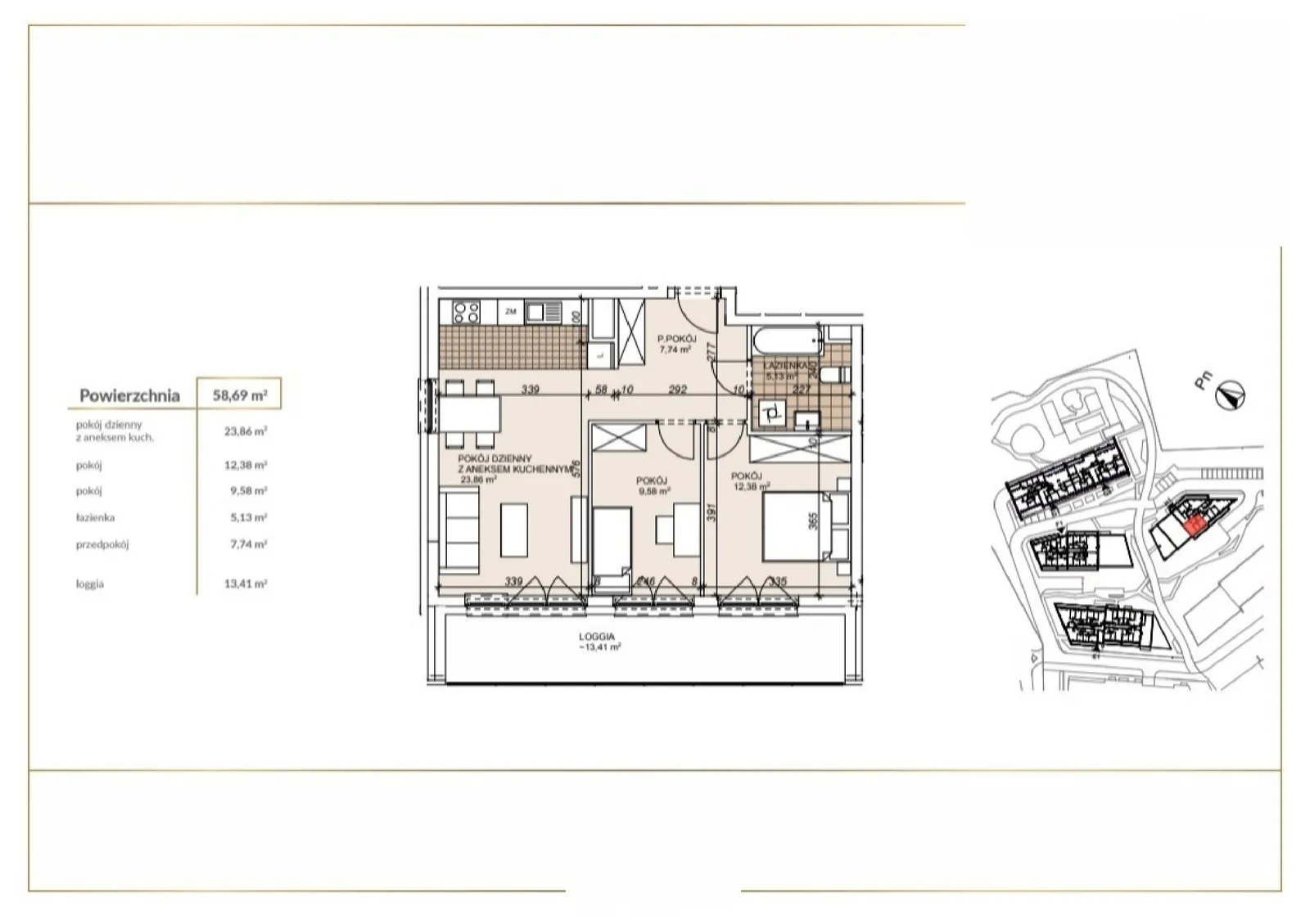 Floor plan: Apartment no. H1-7-37