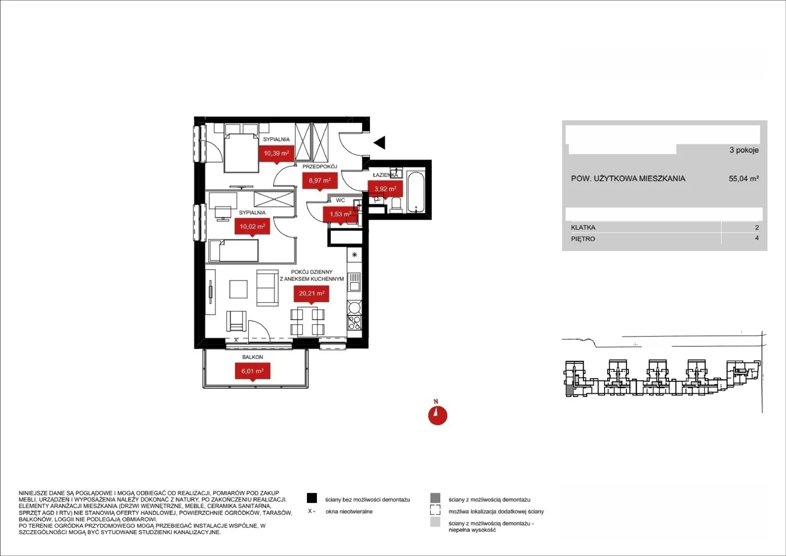 Floor plan: Lokal WR3 2/4/6/3a, 3 pok.