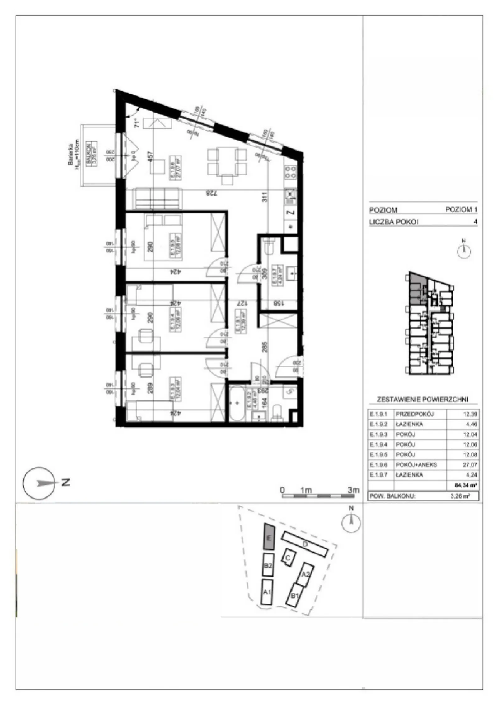 Floor plan: Apartment no. AP-E-1-09N