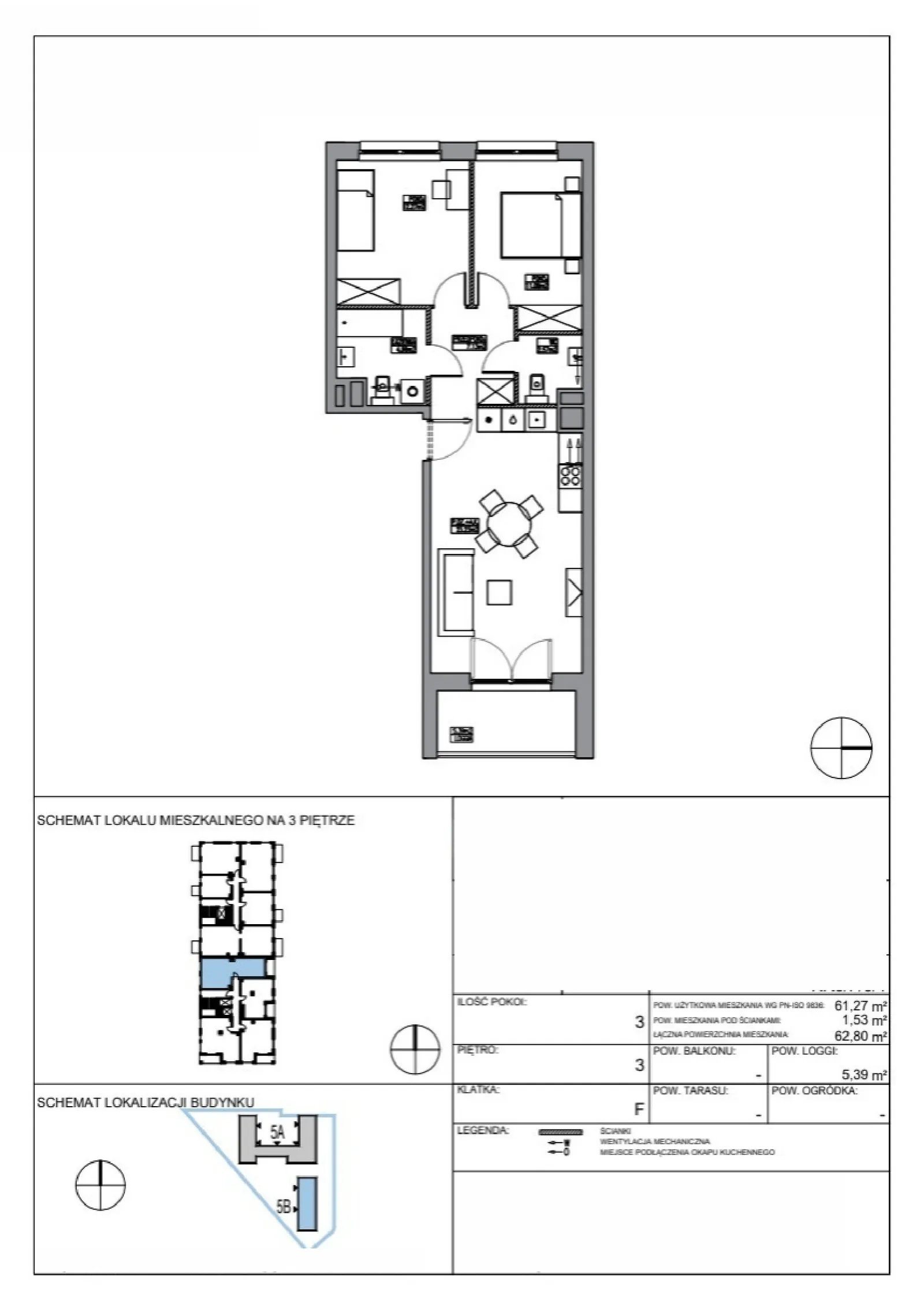 Floor plan: Apartment no. KR5/F/3/1