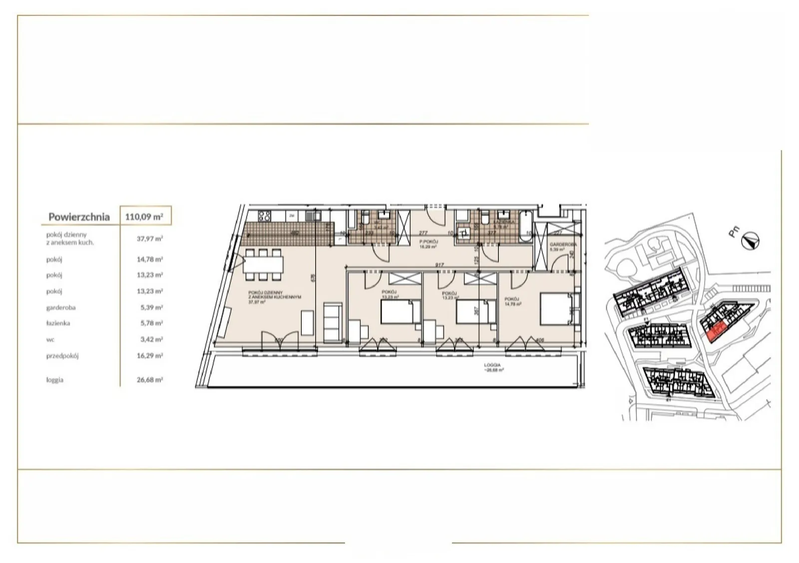 Floor plan: Apartment no. H1-4-27