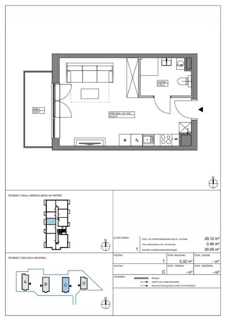 Floor plan: Apartment no. KR8/C/1/4