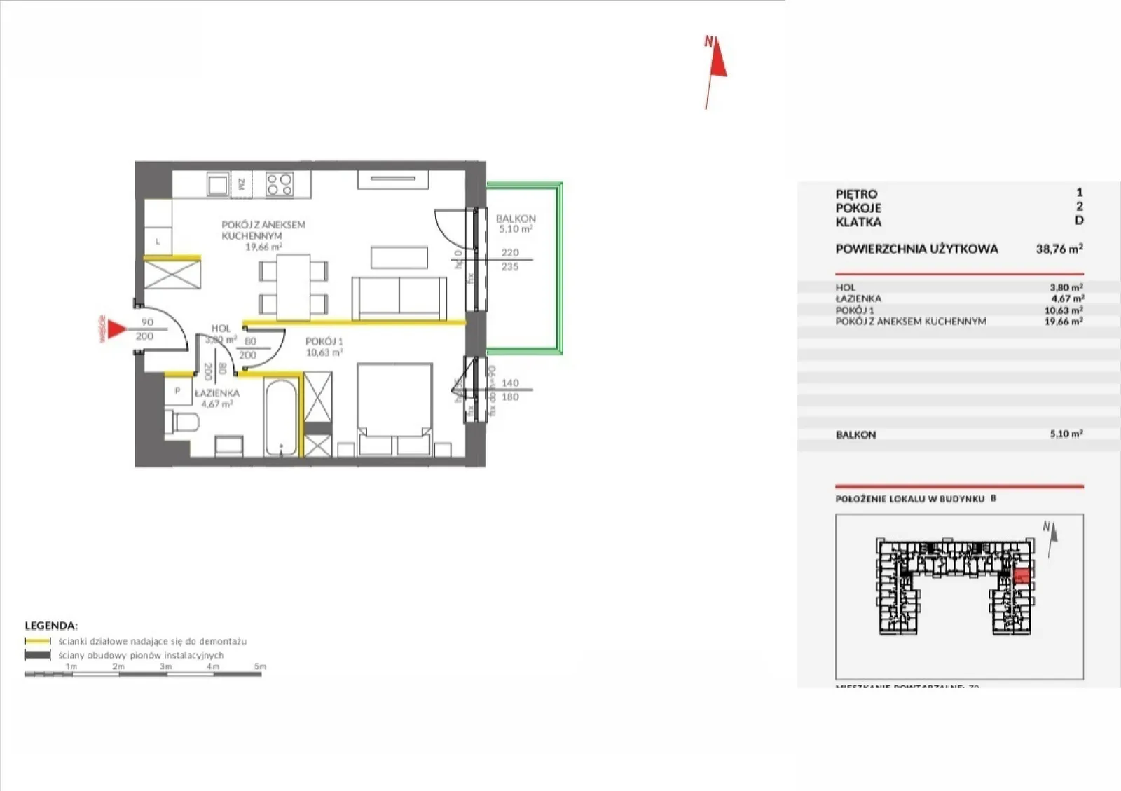 Floor plan: Apartment no. 61