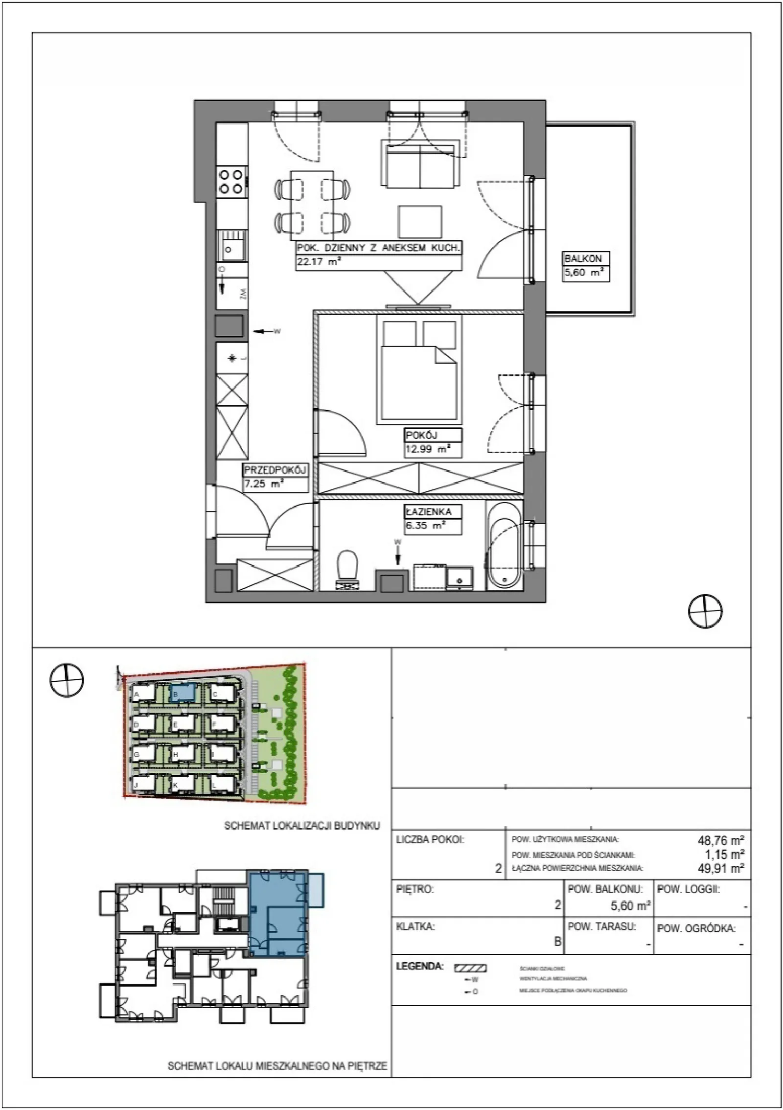 Floor plan: Apartment no. VV/B/2/1