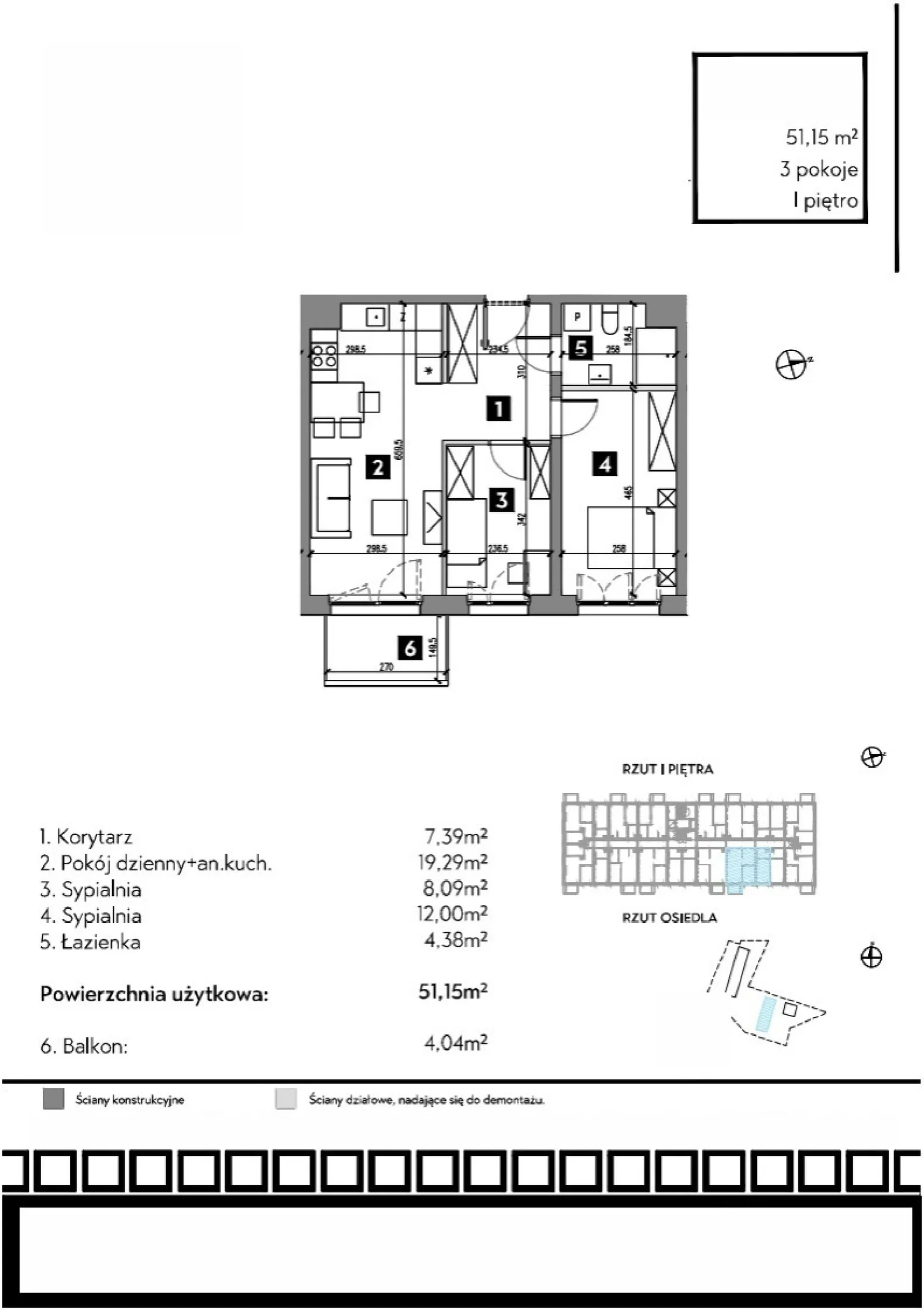 Rzut: Lokal B1/1/8, 3 pok.