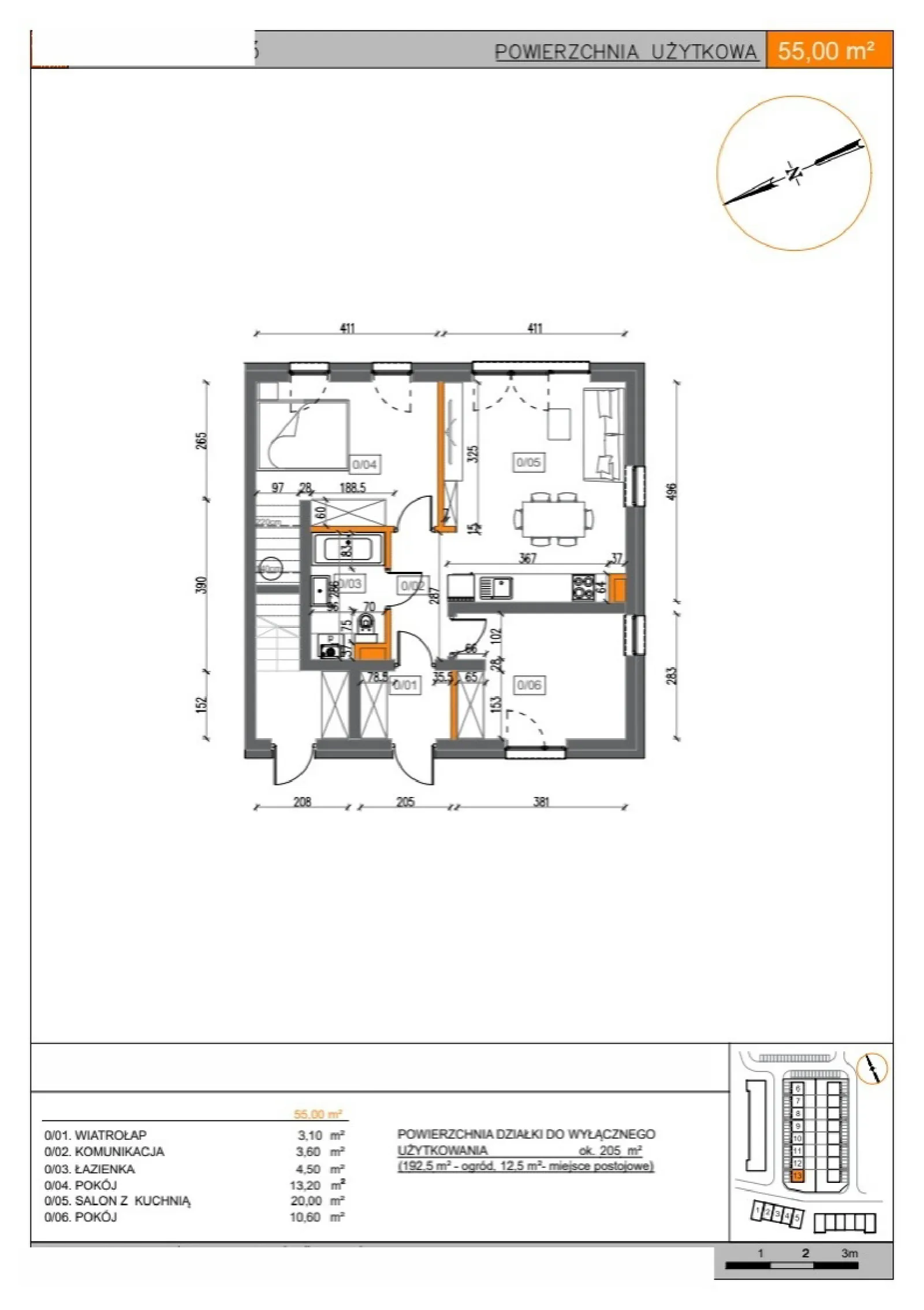 Floor plan: Apartment no. 13