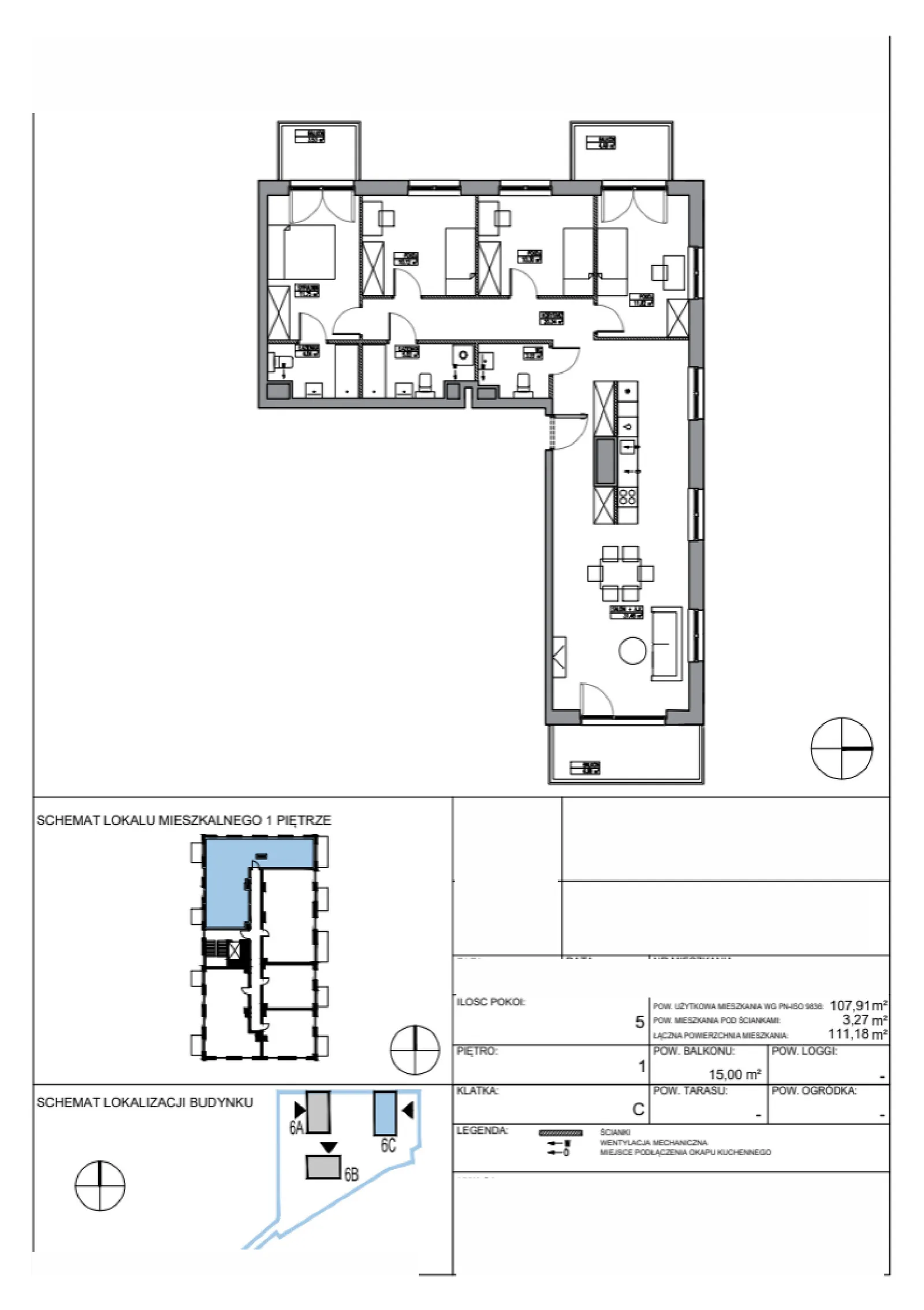Floor plan: Apartment no. KR6/C/1/1