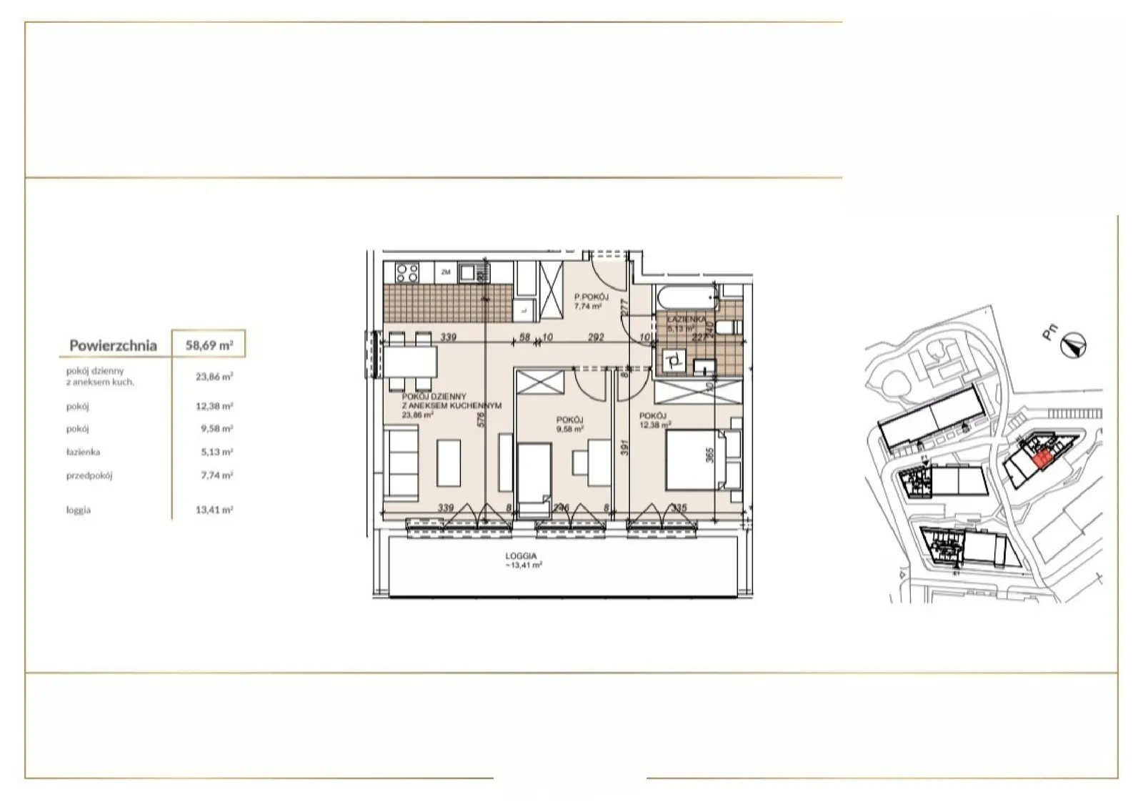 Floor plan: Apartment no. H1-8-40