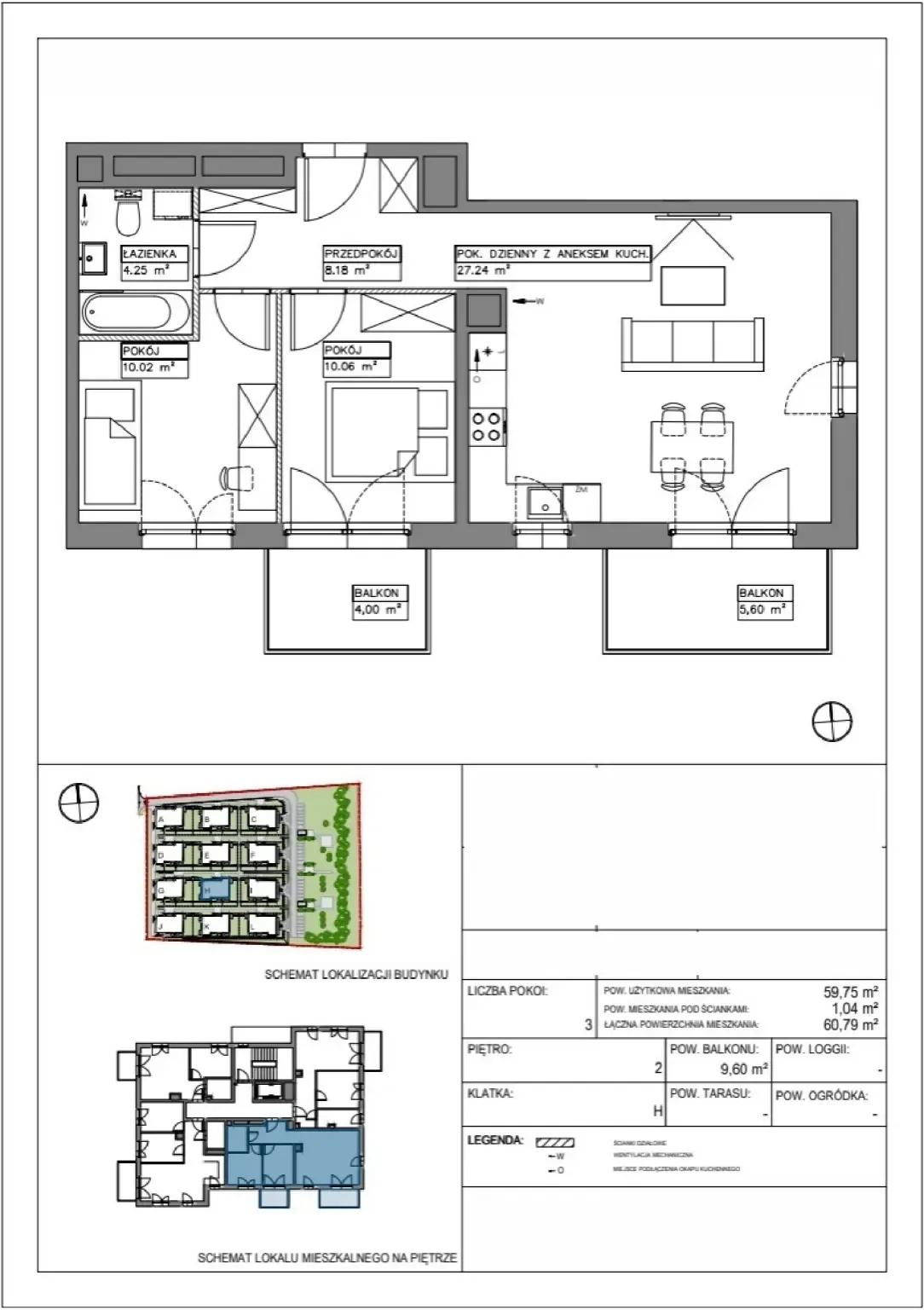 Floor plan: Apartment no. VV/H/2/2